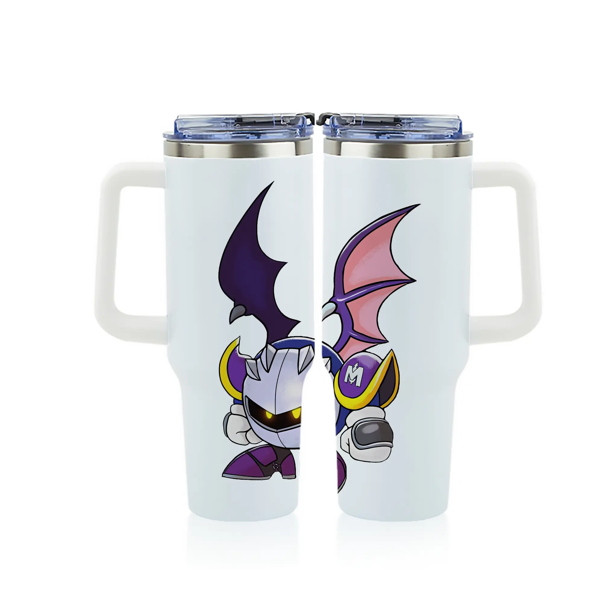 星のカービィ グッズ メタナイト - 1200mL フルプリント車用タンブラー ・ 304ステンレス 内側 ・ 201ステンレス 外側 ・ 保温 保冷 ・ 通勤 ドライブ アウトドア用