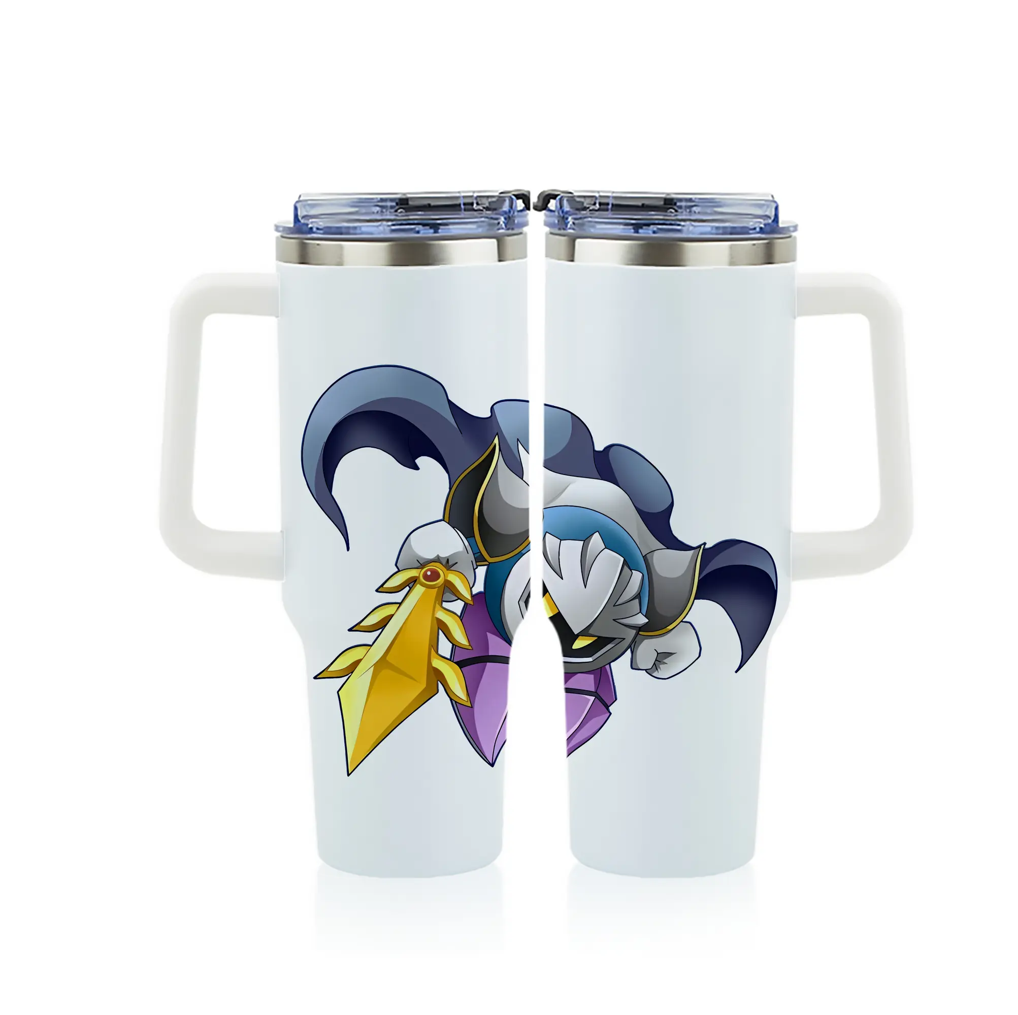 星のカービィ グッズ メタナイト - 1200mL フルプリント車用タンブラー ・ 304ステンレス 内側 ・ 201ステンレス 外側 ・ 保温 保冷 ・ 通勤 ドライブ アウトドア用