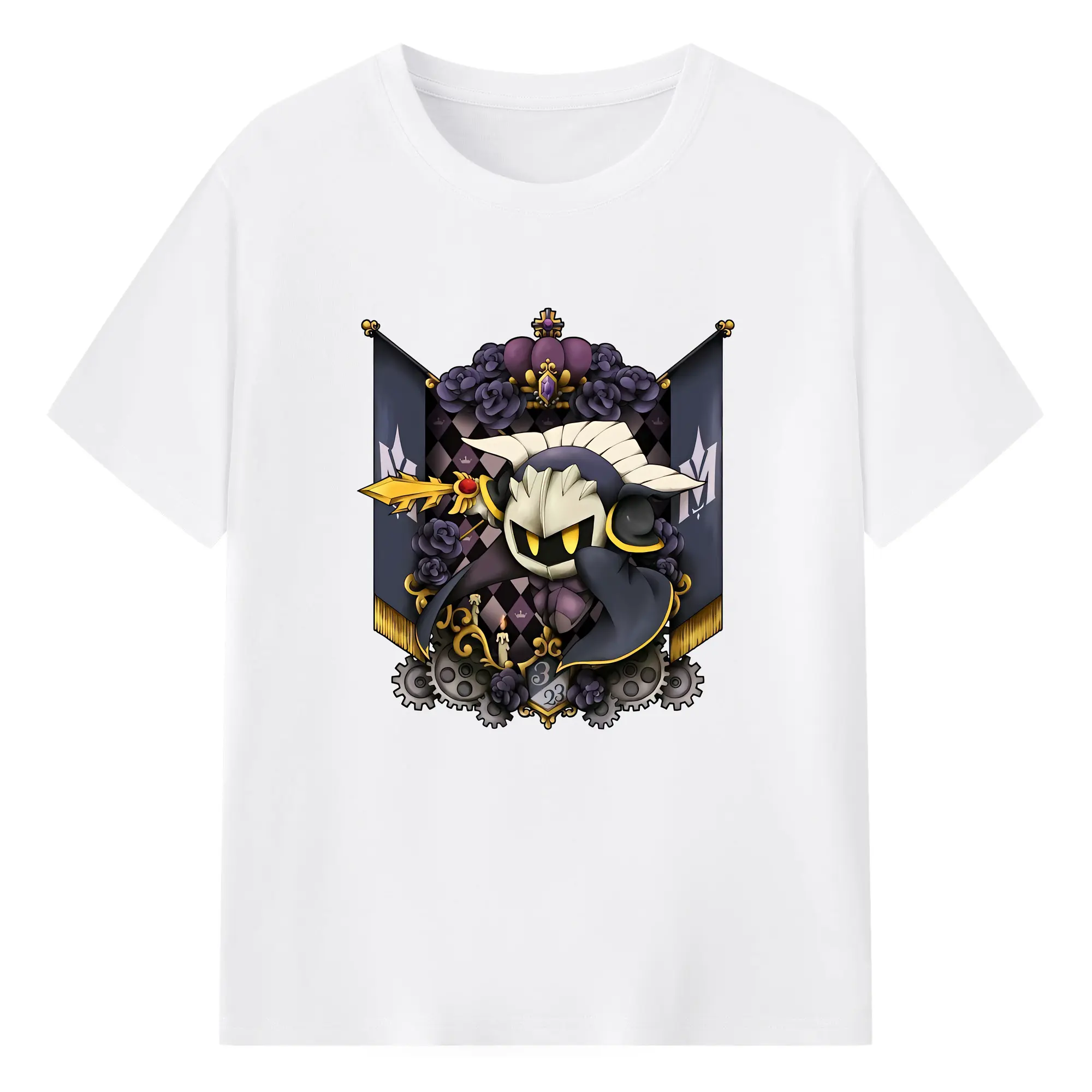 星のカービィ グッズ メタナイト - 綿100％ 半袖Tシャツ ・ フロントプリント ・ 快適 通気性 ・ 日常使い 散歩 スポーツ用