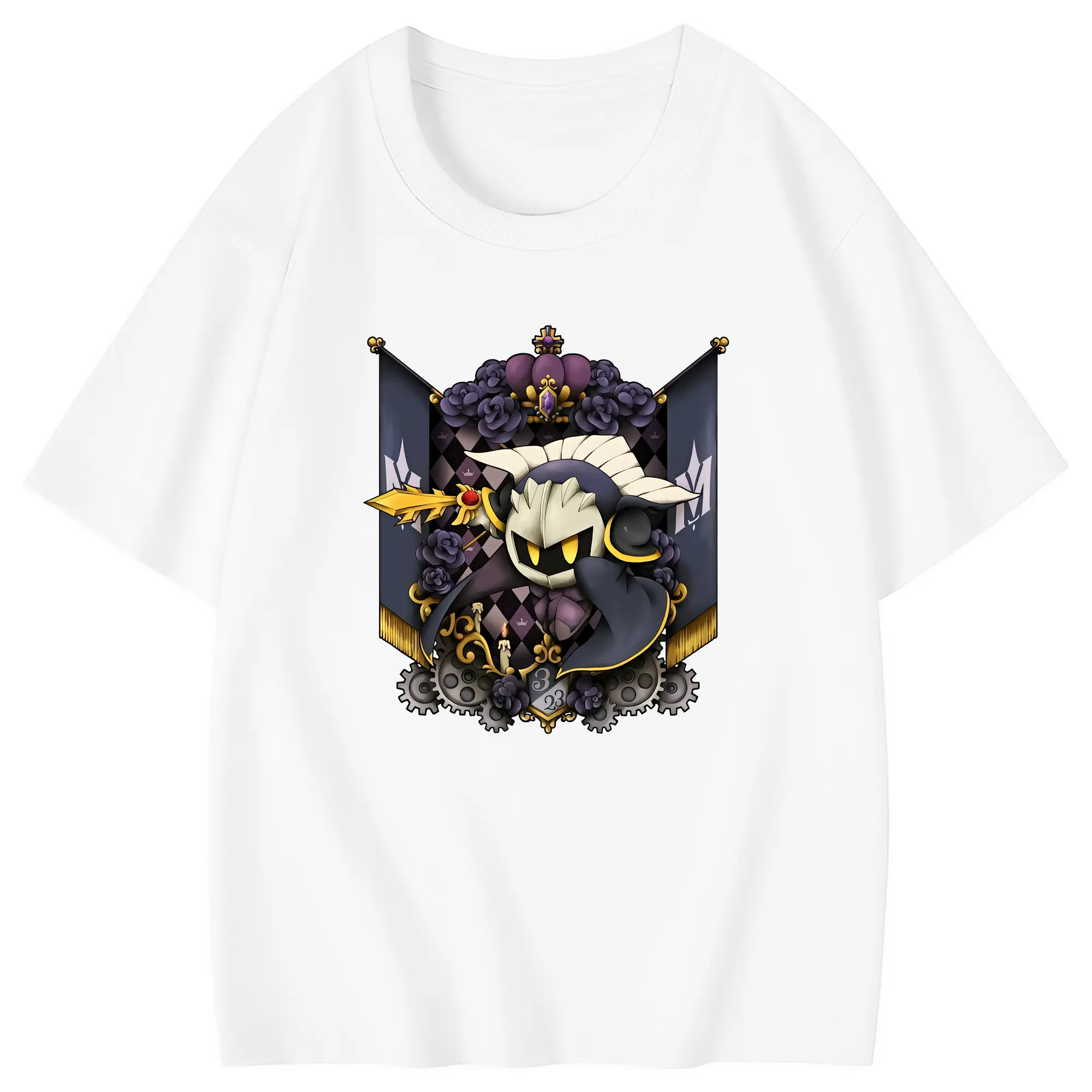 星のカービィ グッズ メタナイト - 綿100％ キッズTシャツ ・ フロントプリント ・ 快適 通気性 ・ スポーツ カジュアル 散歩用