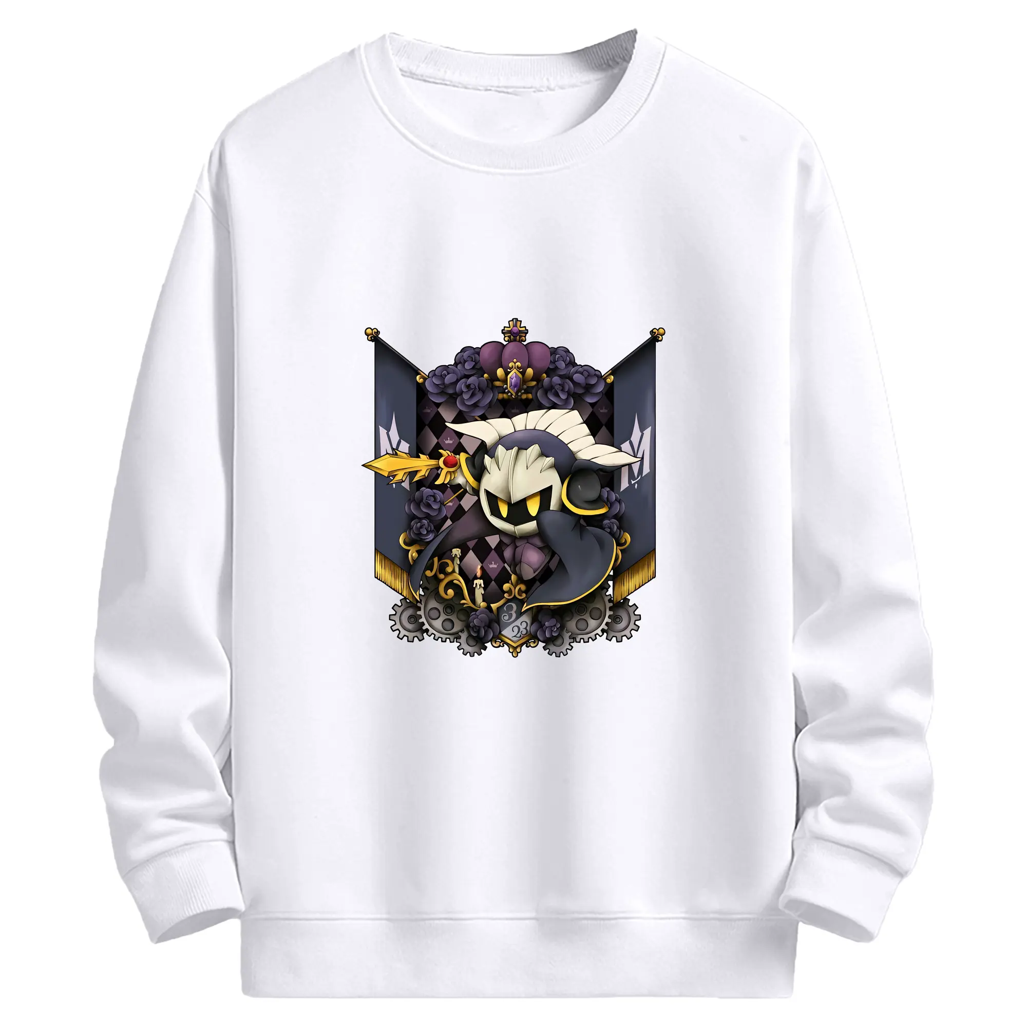 星のカービィ グッズ メタナイト - 高品質 クルーネック スウェット ・ コットン59％ ポリエステル41％ ・ ユニセックス 長袖 トレーナー ・ カジュアル デイリー スポーツ 散歩用