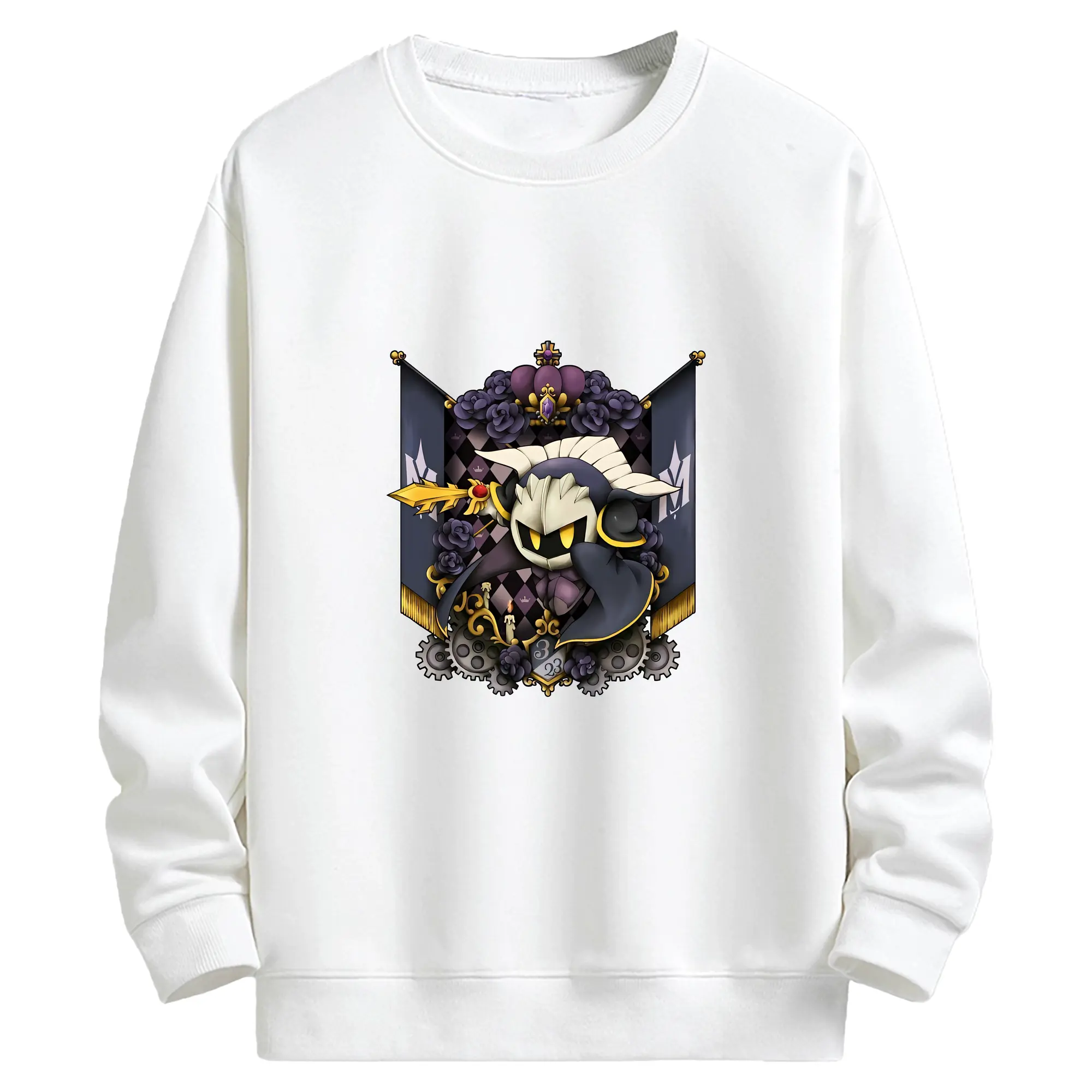 星のカービィ グッズ メタナイト - キッズ クルーネックスウェットシャツ ・ フロントプリント ・ 綿80％ ポリエステル20％ ・ 快適 通学 スポーツ 日常使い お散歩用