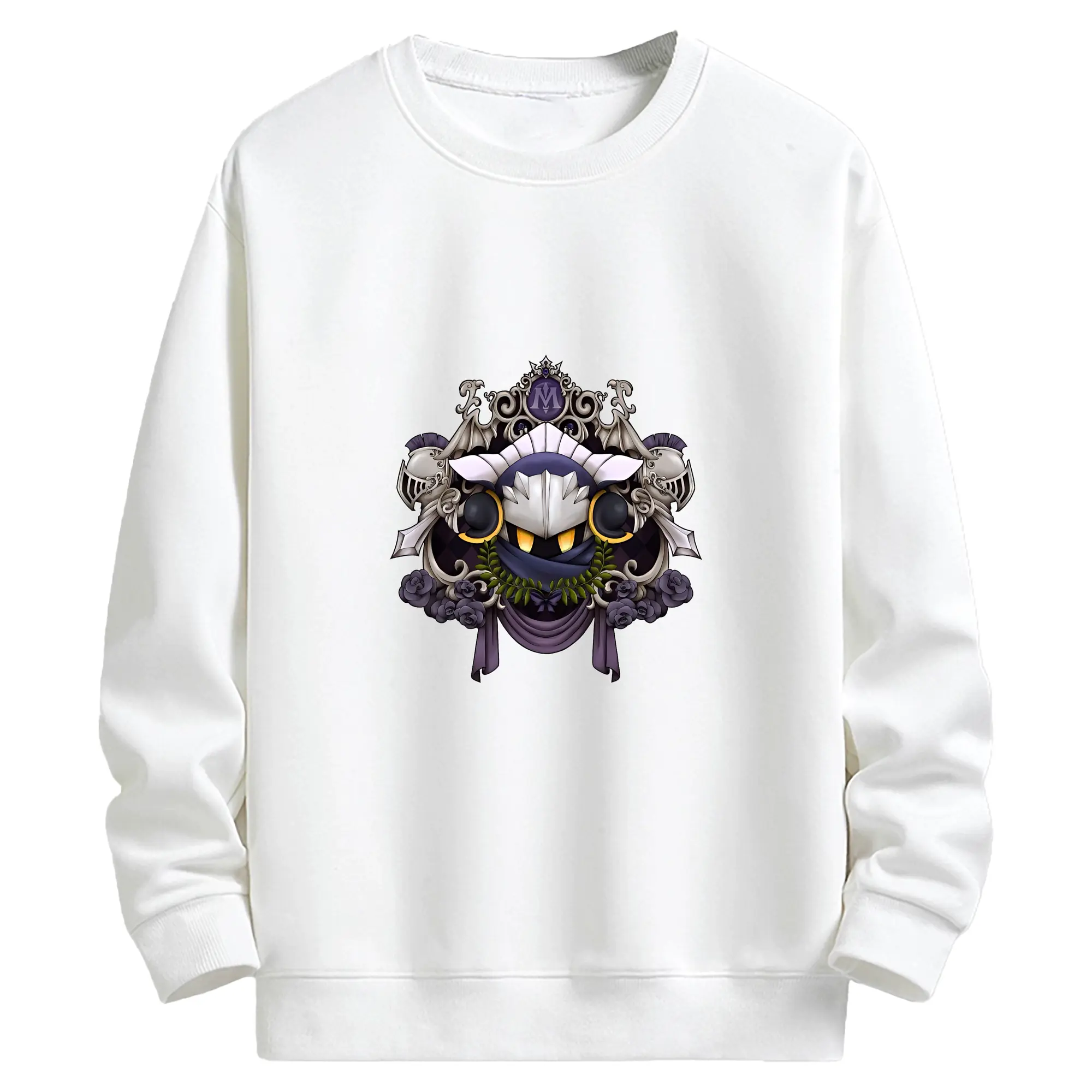 星のカービィ グッズ メタナイト - キッズ クルーネックスウェットシャツ ・ フロントプリント ・ 綿80％ ポリエステル20％ ・ 快適 通学 スポーツ 日常使い お散歩用