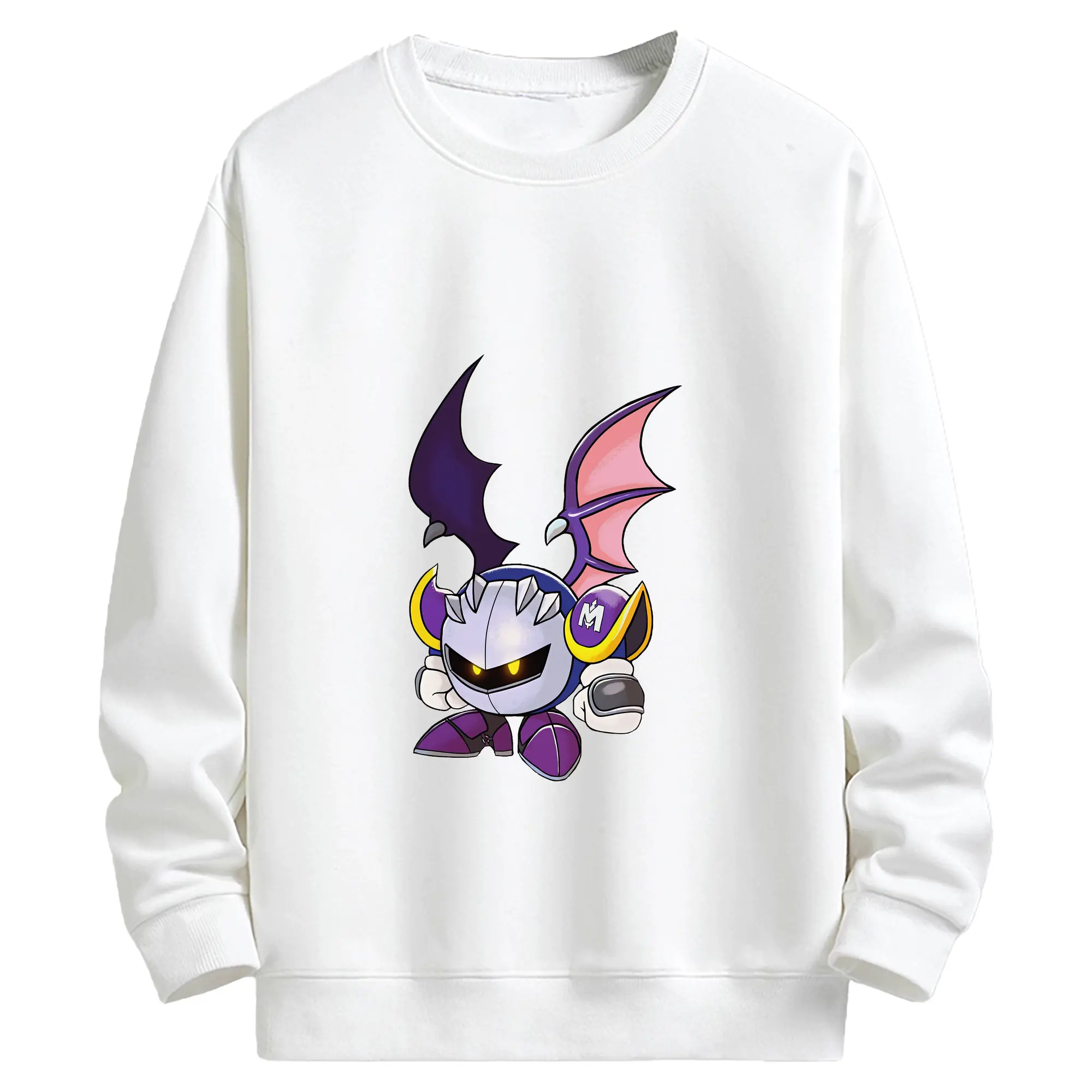 星のカービィ グッズ メタナイト - キッズ クルーネックスウェットシャツ ・ フロントプリント ・ 綿80％ ポリエステル20％ ・ 快適 通学 スポーツ 日常使い お散歩用