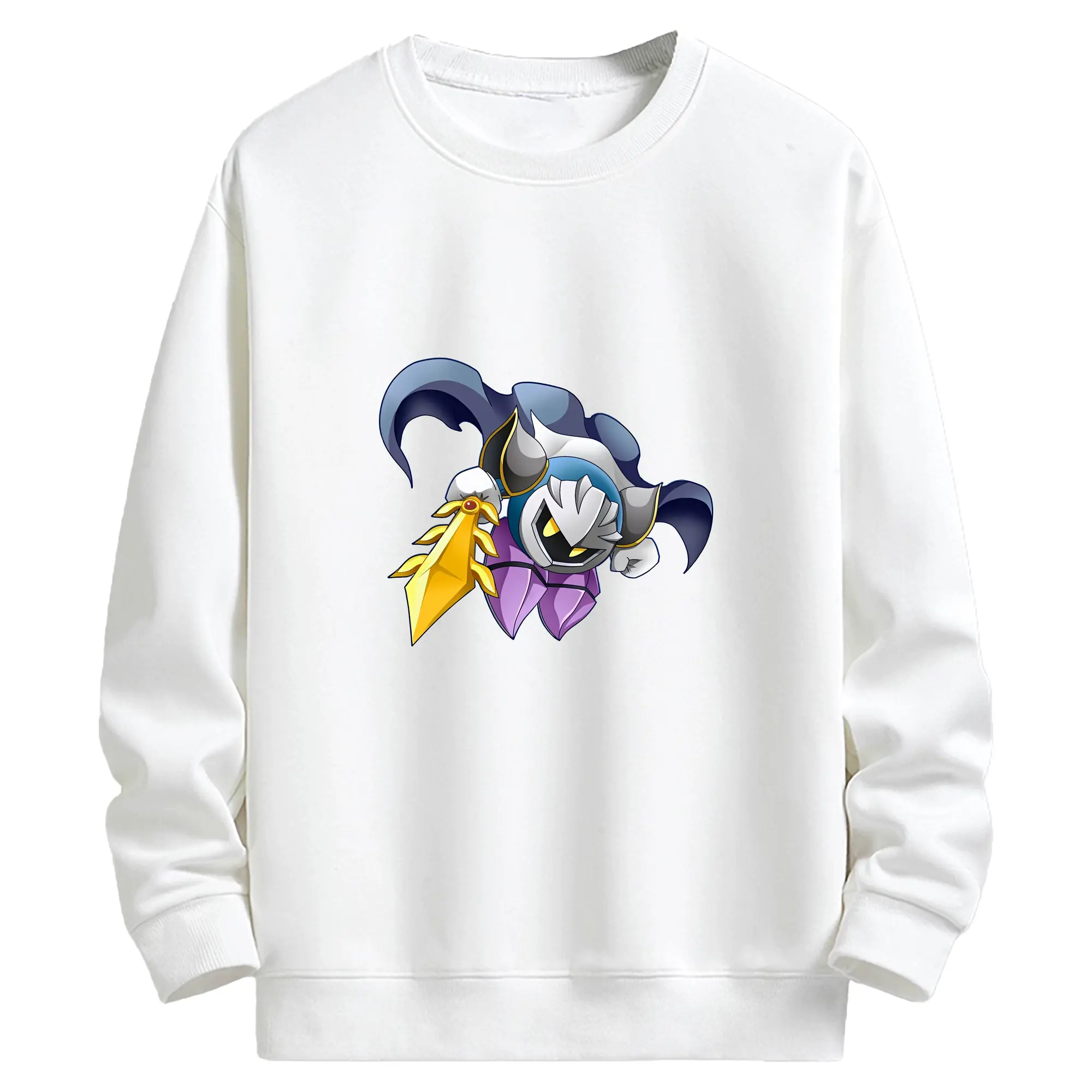 星のカービィ グッズ メタナイト - キッズ クルーネックスウェットシャツ ・ フロントプリント ・ 綿80％ ポリエステル20％ ・ 快適 通学 スポーツ 日常使い お散歩用