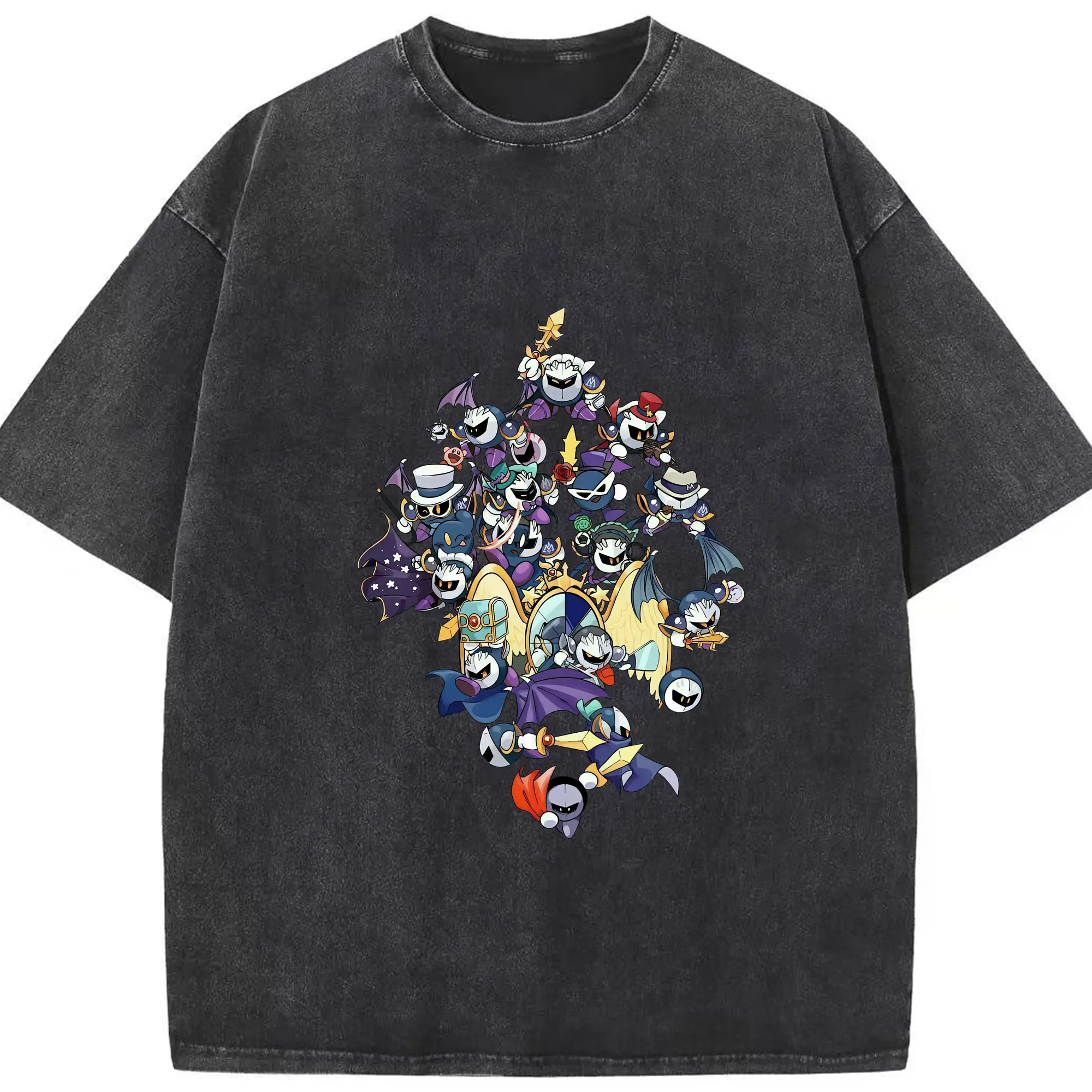 星のカービィ グッズ メタナイト - 綿100％ ヴィンテージ風 半袖Tシャツ ・ フロントプリント ・ 柔らか肌触り ・ 通気性 快適 ・ スポーツ カジュアル 外出用