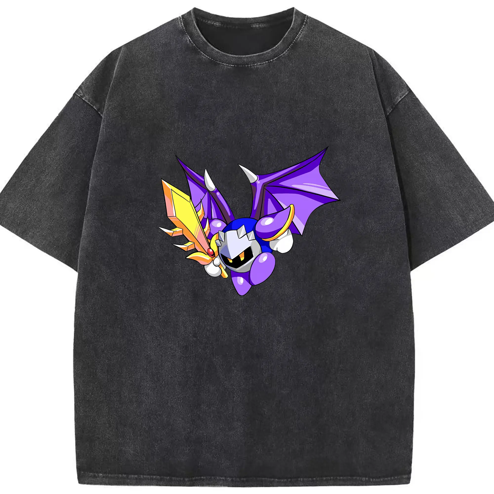 星のカービィ グッズ メタナイト - 綿100％ ヴィンテージ風 半袖Tシャツ ・ フロントプリント ・ 柔らか肌触り ・ 通気性 快適 ・ スポーツ カジュアル 外出用