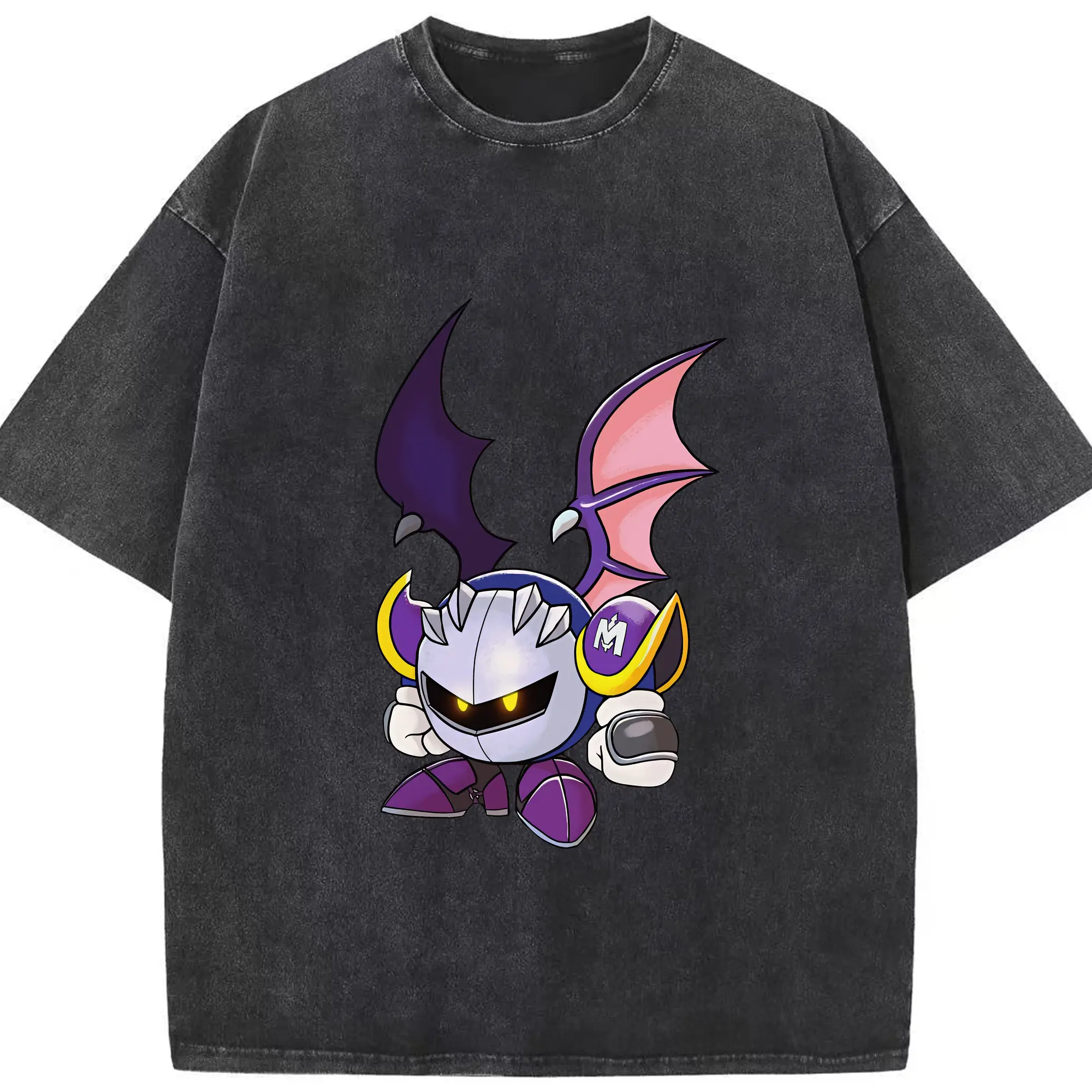 星のカービィ グッズ メタナイト - 綿100％ ヴィンテージ風 半袖Tシャツ ・ フロントプリント ・ 柔らか肌触り ・ 通気性 快適 ・ スポーツ カジュアル 外出用