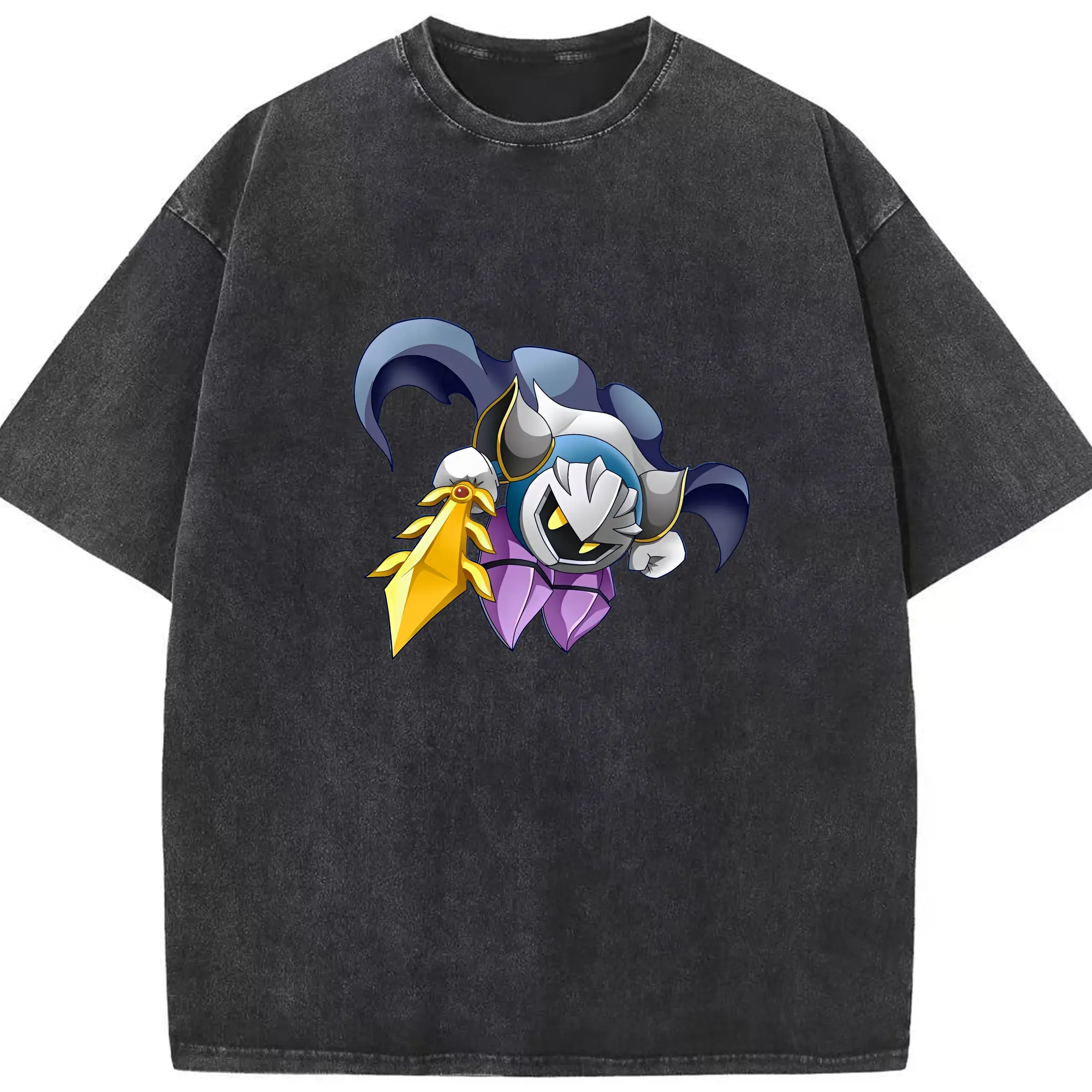 星のカービィ グッズ メタナイト - 綿100％ ヴィンテージ風 半袖Tシャツ ・ フロントプリント ・ 柔らか肌触り ・ 通気性 快適 ・ スポーツ カジュアル 外出用