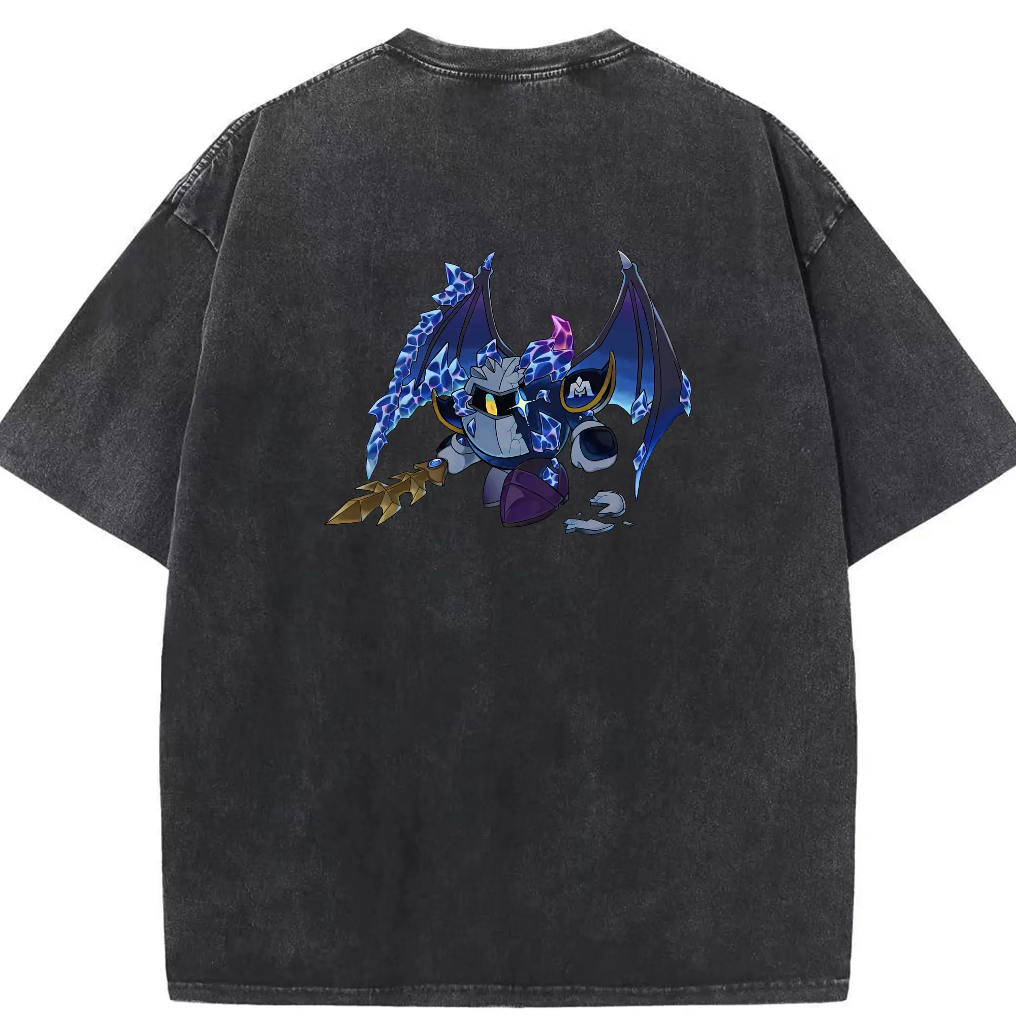 星のカービィ グッズ メタナイト - 綿100％ ヴィンテージ風 半袖Tシャツ ・ 背面プリント ・ 柔らか肌触り ・ 通気性 快適 ・ スポーツ カジュアル 外出用