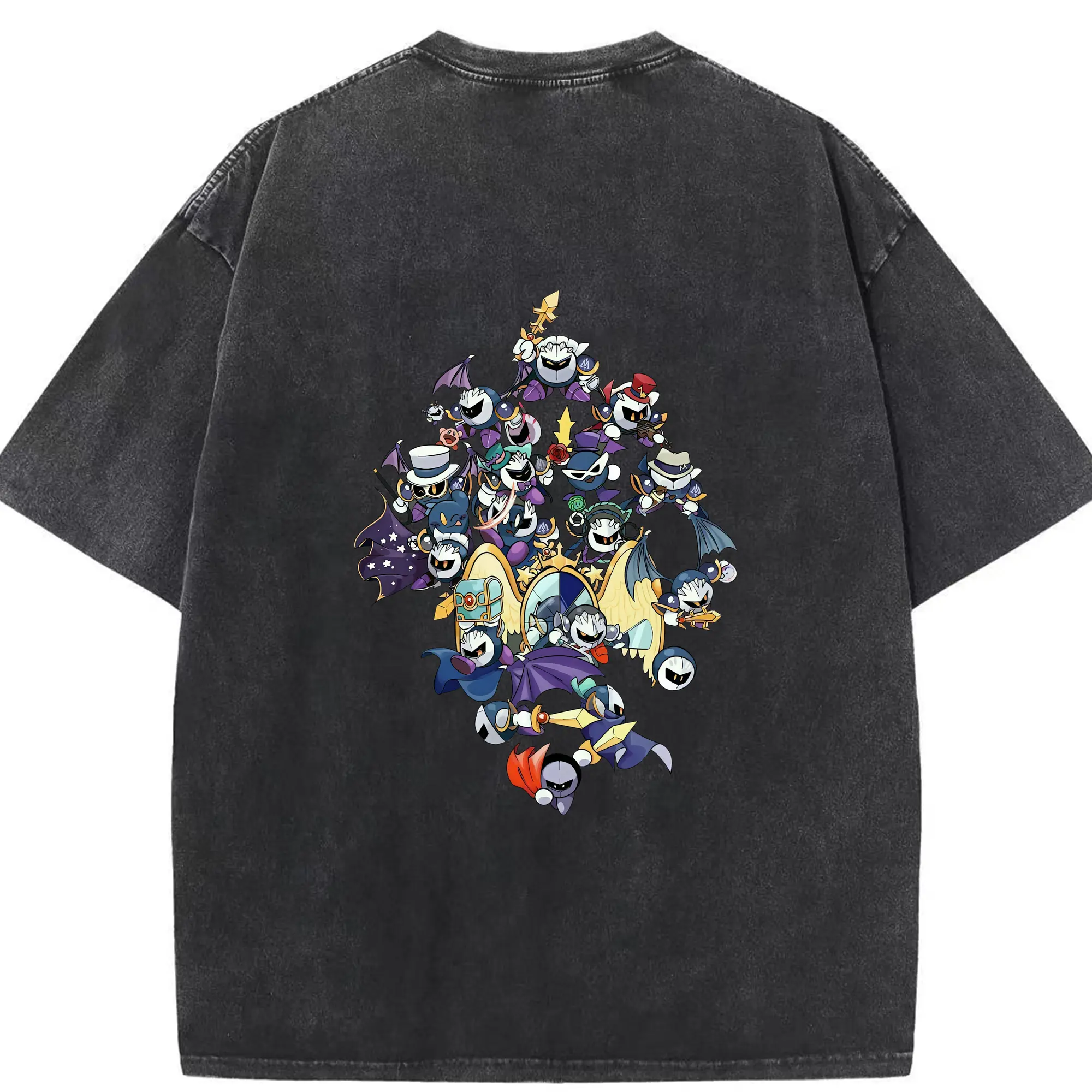 星のカービィ グッズ メタナイト - 綿100％ ヴィンテージ風 半袖Tシャツ ・ 背面プリント ・ 柔らか肌触り ・ 通気性 快適 ・ スポーツ カジュアル 外出用