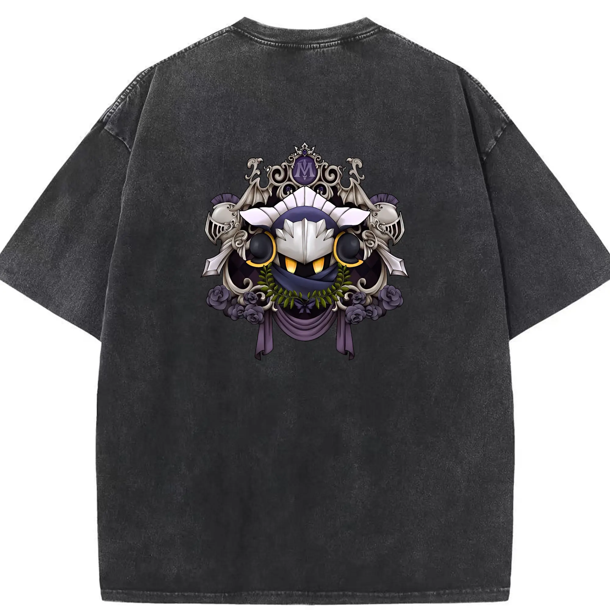 星のカービィ グッズ メタナイト - 綿100％ ヴィンテージ風 半袖Tシャツ ・ 背面プリント ・ 柔らか肌触り ・ 通気性 快適 ・ スポーツ カジュアル 外出用