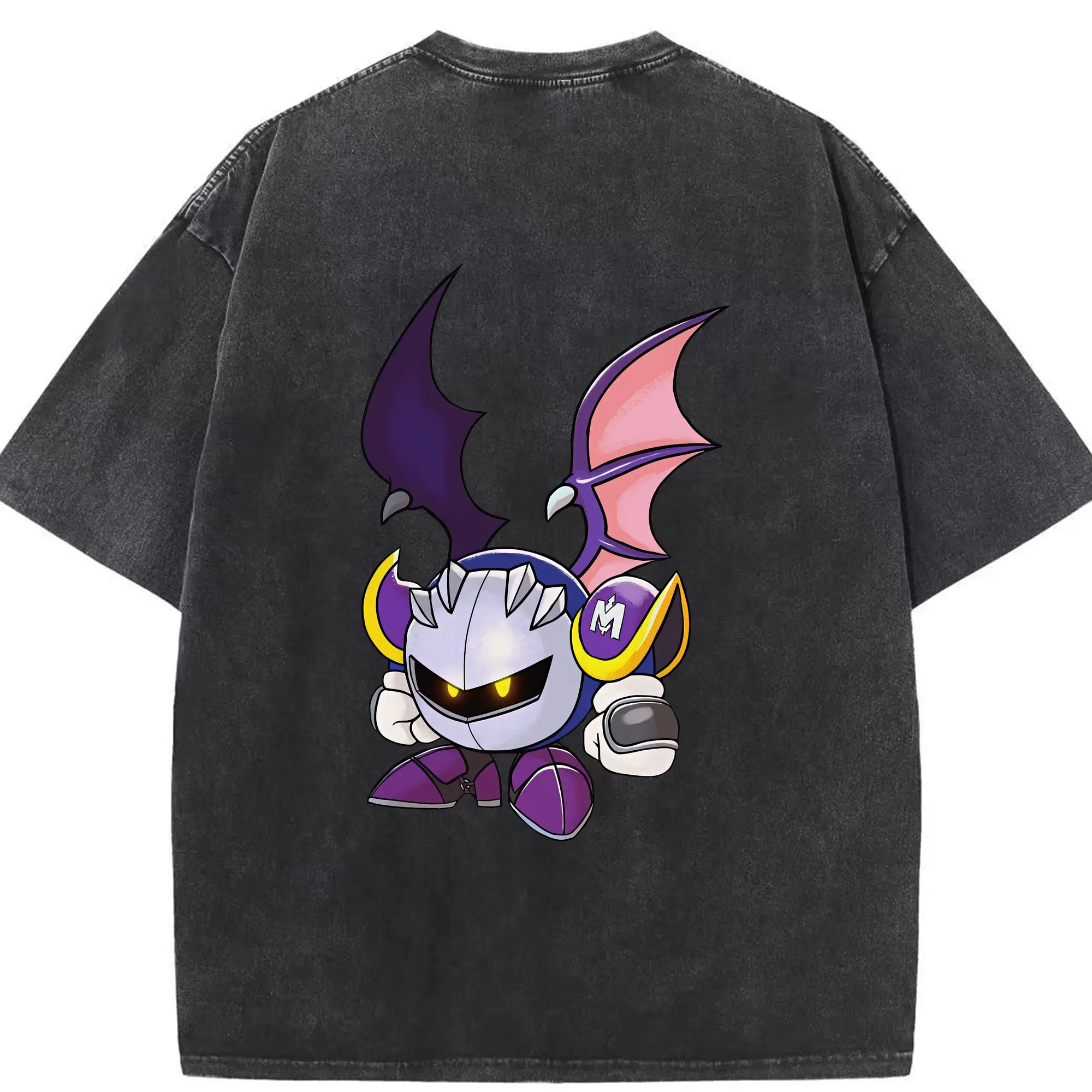 星のカービィ グッズ メタナイト - 綿100％ ヴィンテージ風 半袖Tシャツ ・ 背面プリント ・ 柔らか肌触り ・ 通気性 快適 ・ スポーツ カジュアル 外出用