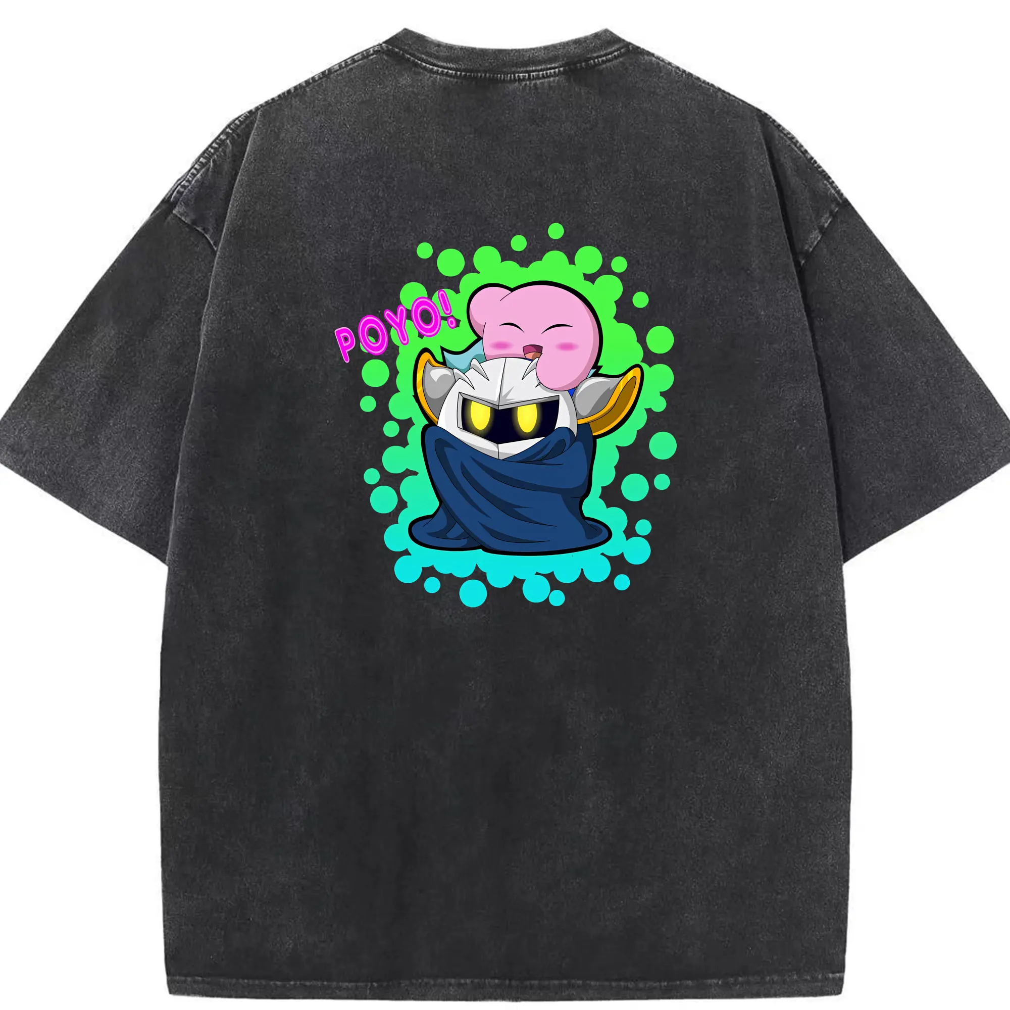 星のカービィ グッズ メタナイト - 綿100％ ヴィンテージ風 半袖Tシャツ ・ 背面プリント ・ 柔らか肌触り ・ 通気性 快適 ・ スポーツ カジュアル 外出用