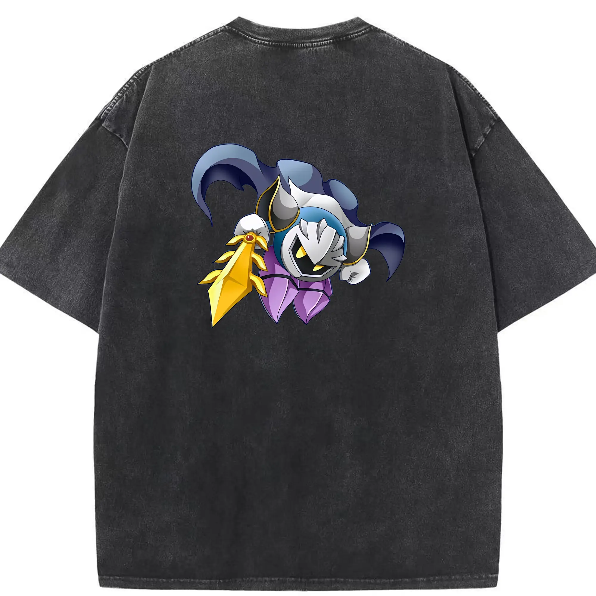 星のカービィ グッズ メタナイト - 綿100％ ヴィンテージ風 半袖Tシャツ ・ 背面プリント ・ 柔らか肌触り ・ 通気性 快適 ・ スポーツ カジュアル 外出用