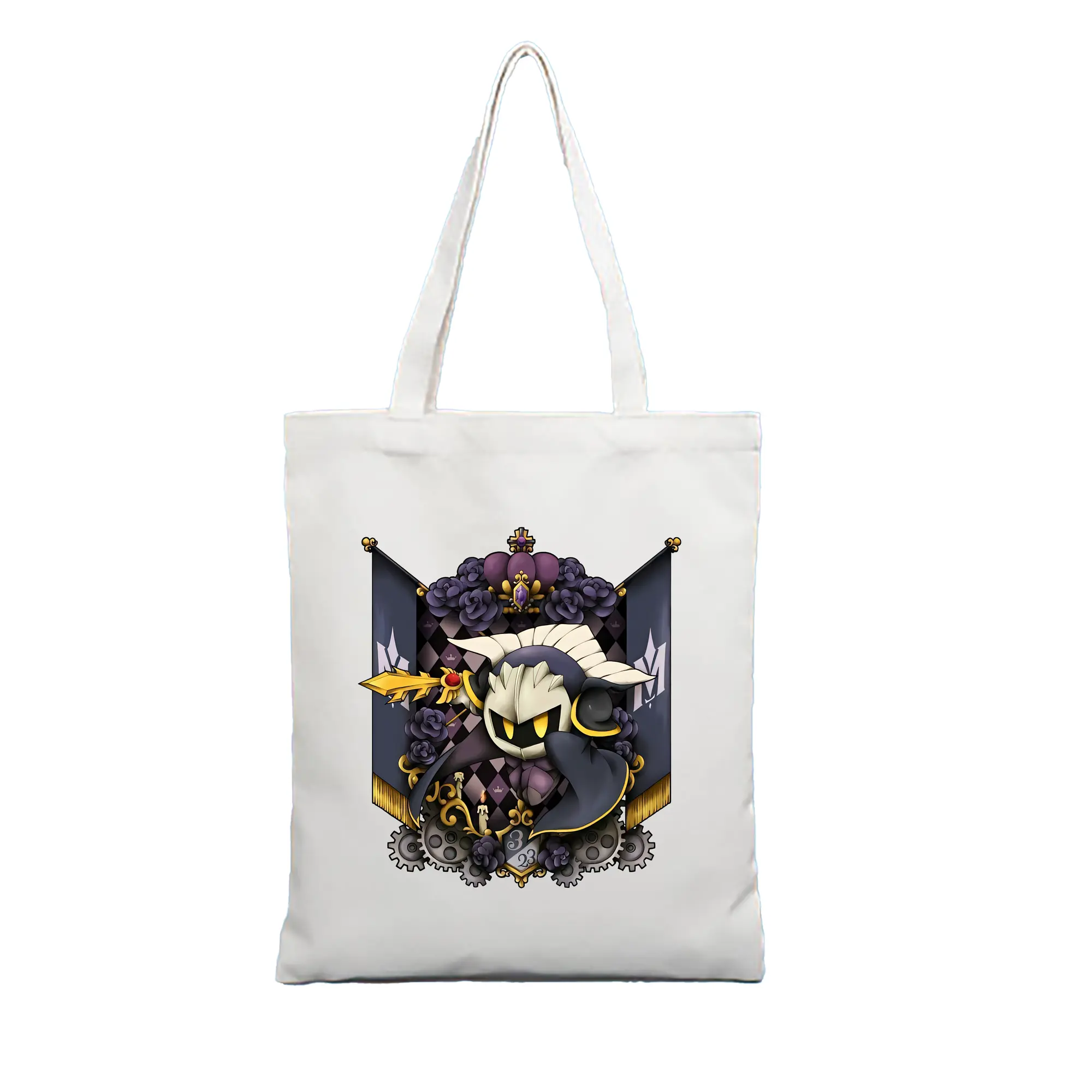 星のカービィ グッズ メタナイト - 縦型キャンバス手提げバッグ（トートバッグ） ・ キャンバス素材 ・ ショッピング用 ・ 軽量 丈夫 お手入れ簡単