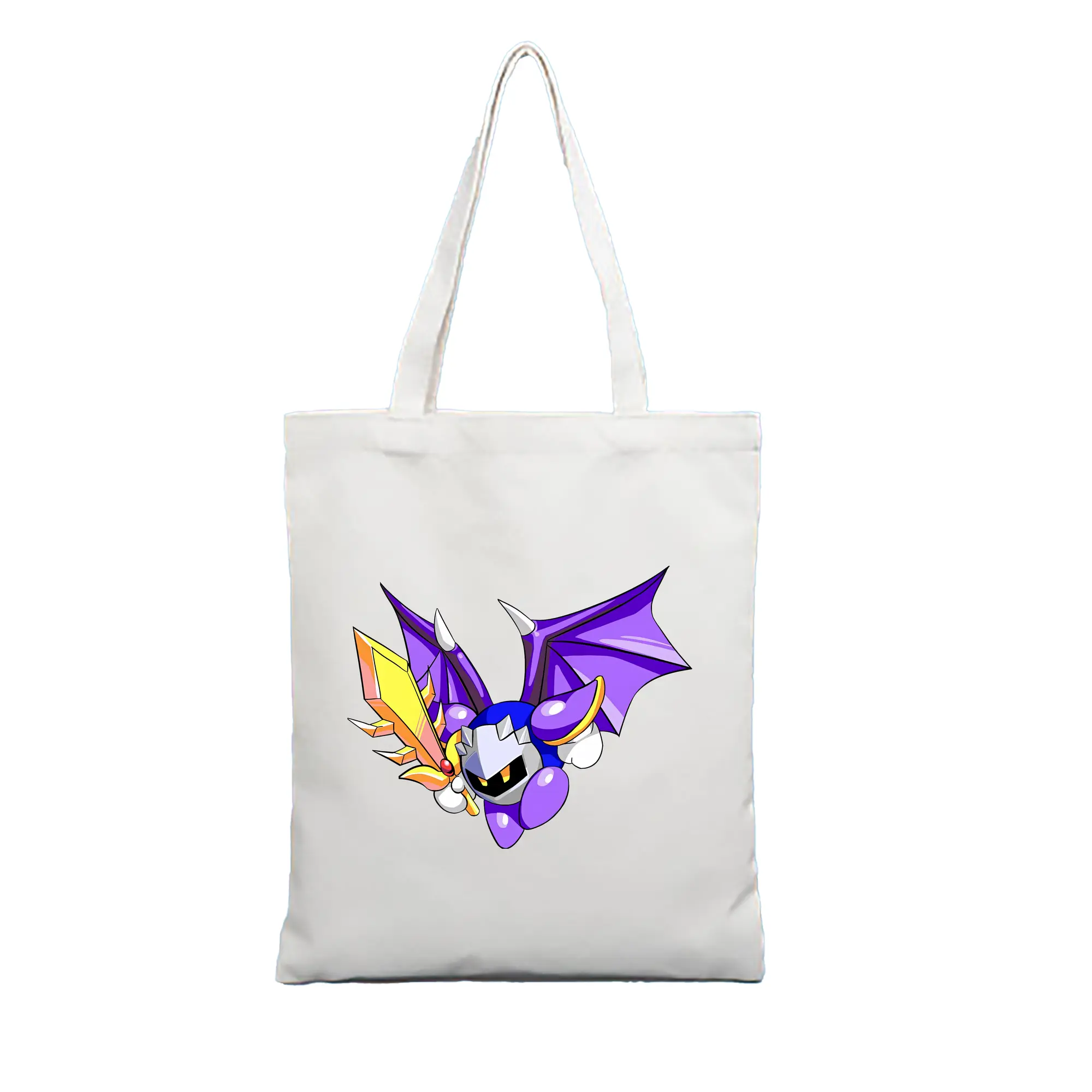 星のカービィ グッズ メタナイト - 縦型キャンバス手提げバッグ（トートバッグ） ・ キャンバス素材 ・ ショッピング用 ・ 軽量 丈夫 お手入れ簡単