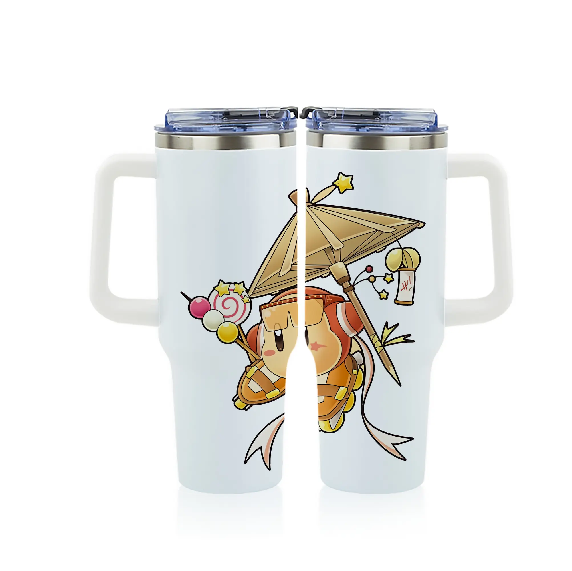 星のカービィ グッズ ワドルディ - 1200mL フルプリント車用タンブラー ・ 304ステンレス 内側 ・ 201ステンレス 外側 ・ 保温 保冷 ・ 通勤 ドライブ アウトドア用