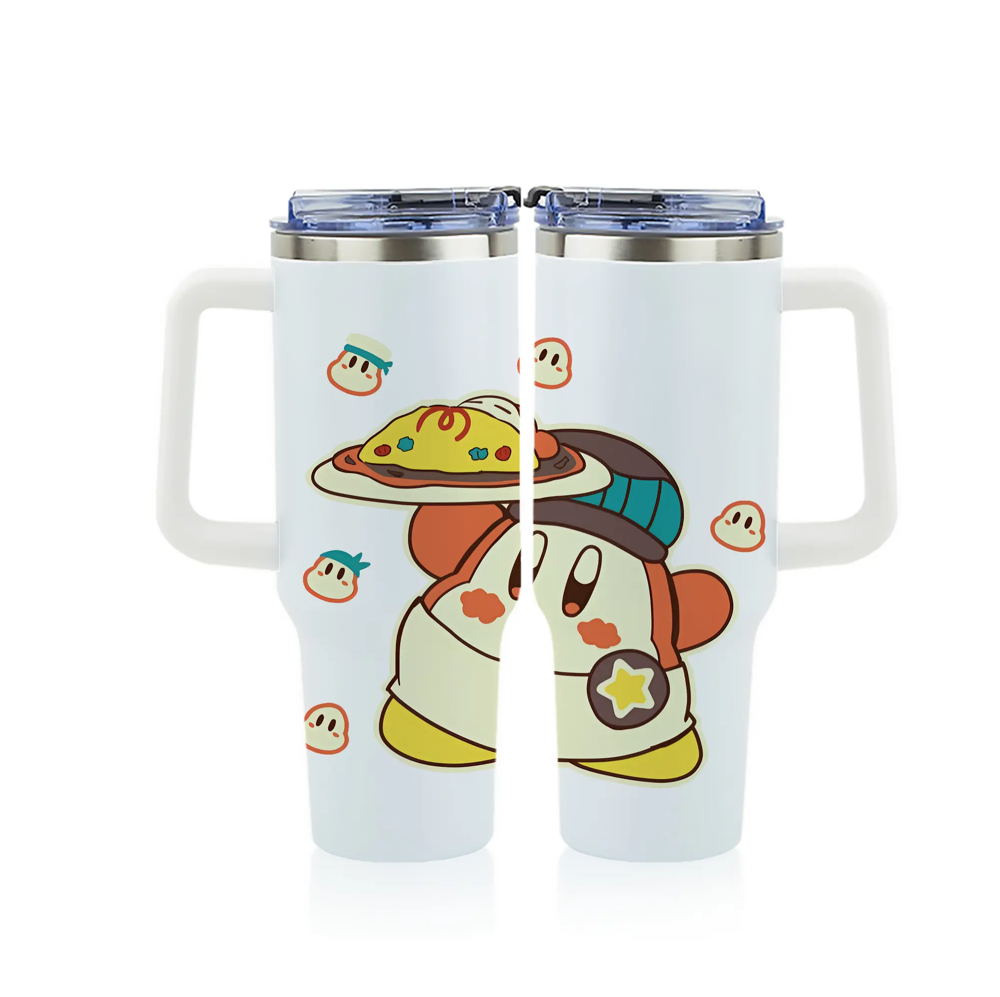 星のカービィ グッズ ワドルディ - 1200mL フルプリント車用タンブラー ・ 304ステンレス 内側 ・ 201ステンレス 外側 ・ 保温 保冷 ・ 通勤 ドライブ アウトドア用