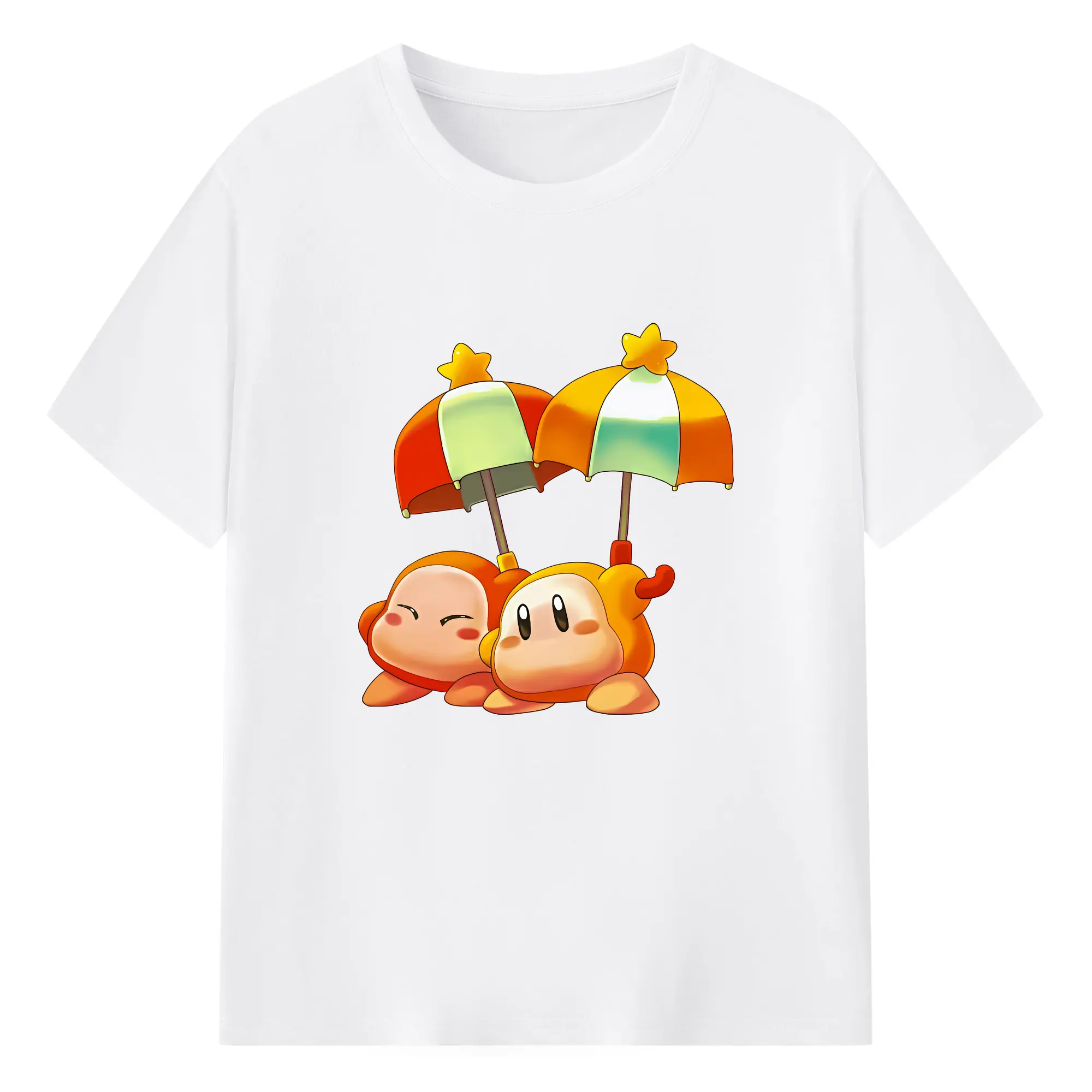 星のカービィ グッズ ワドルディ - 綿100％ 半袖Tシャツ ・ フロントプリント ・ 快適 通気性 ・ 日常使い 散歩 スポーツ用