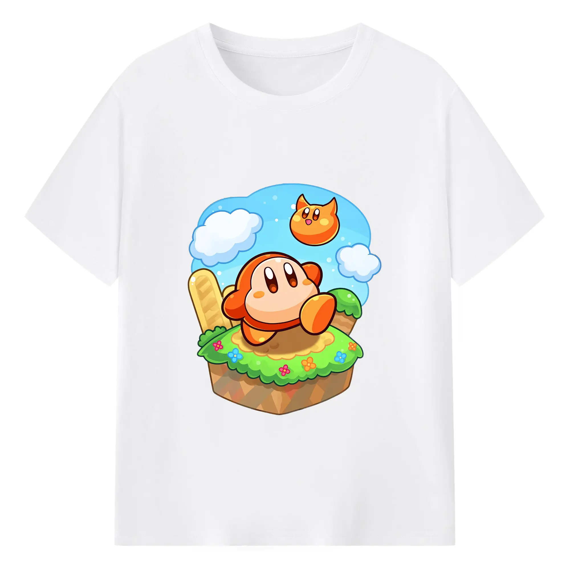 星のカービィ グッズ ワドルディ - 綿100％ 半袖Tシャツ ・ フロントプリント ・ 快適 通気性 ・ 日常使い 散歩 スポーツ用