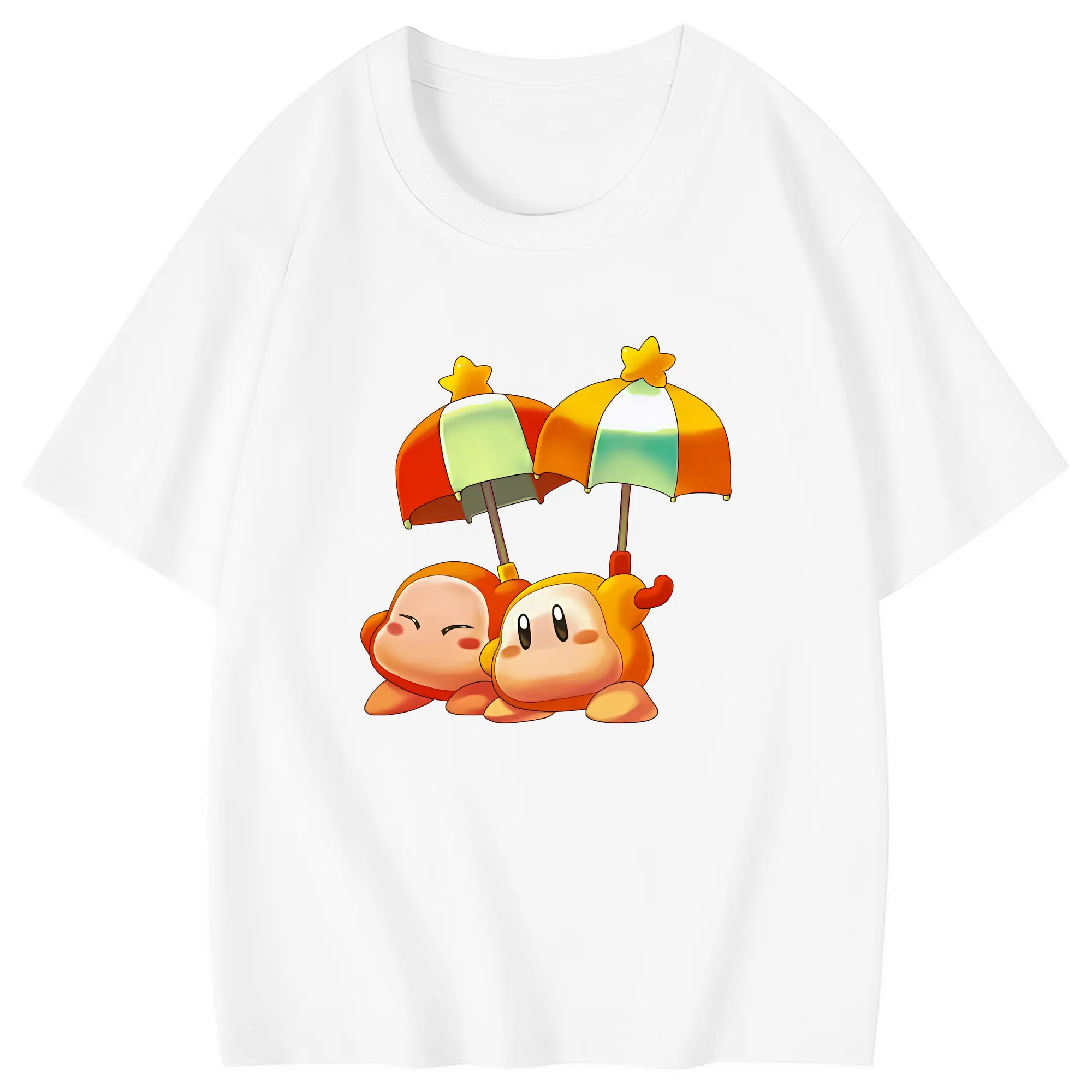 星のカービィ グッズ ワドルディ - 綿100％ キッズTシャツ ・ フロントプリント ・ 快適 通気性 ・ スポーツ カジュアル 散歩用