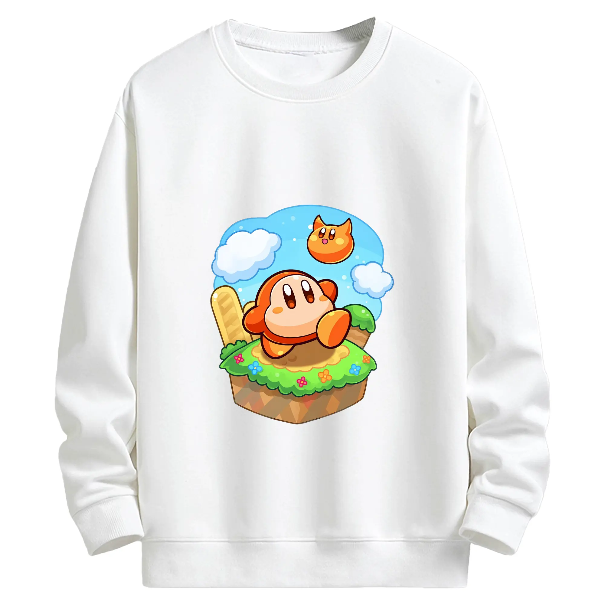 星のカービィ グッズ ワドルディ - キッズ クルーネックスウェットシャツ ・ フロントプリント ・ 綿80％ ポリエステル20％ ・ 快適 通学 スポーツ 日常使い お散歩用