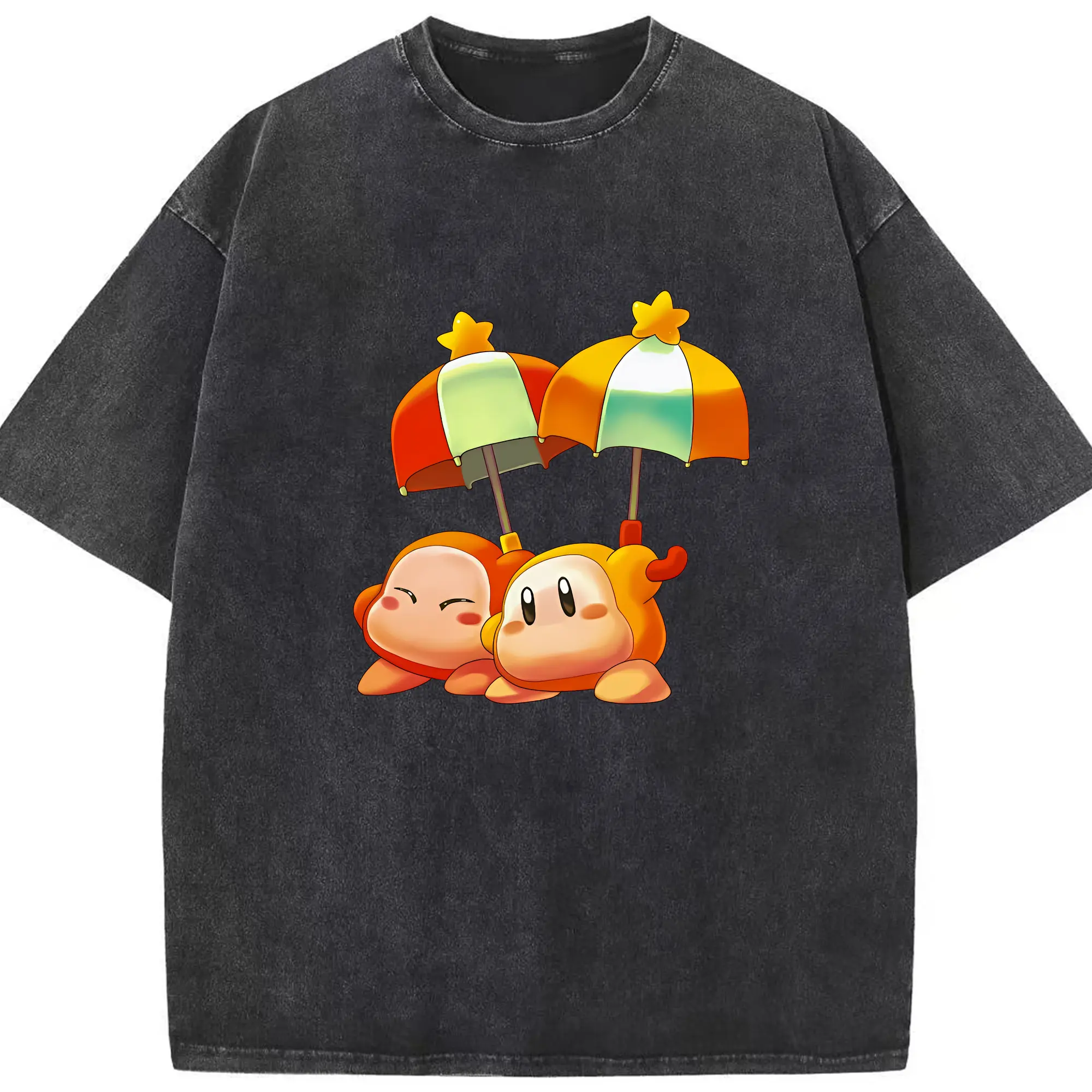 星のカービィ グッズ ワドルディ - 綿100％ ヴィンテージ風 半袖Tシャツ ・ フロントプリント ・ 柔らか肌触り ・ 通気性 快適 ・ スポーツ カジュアル 外出用