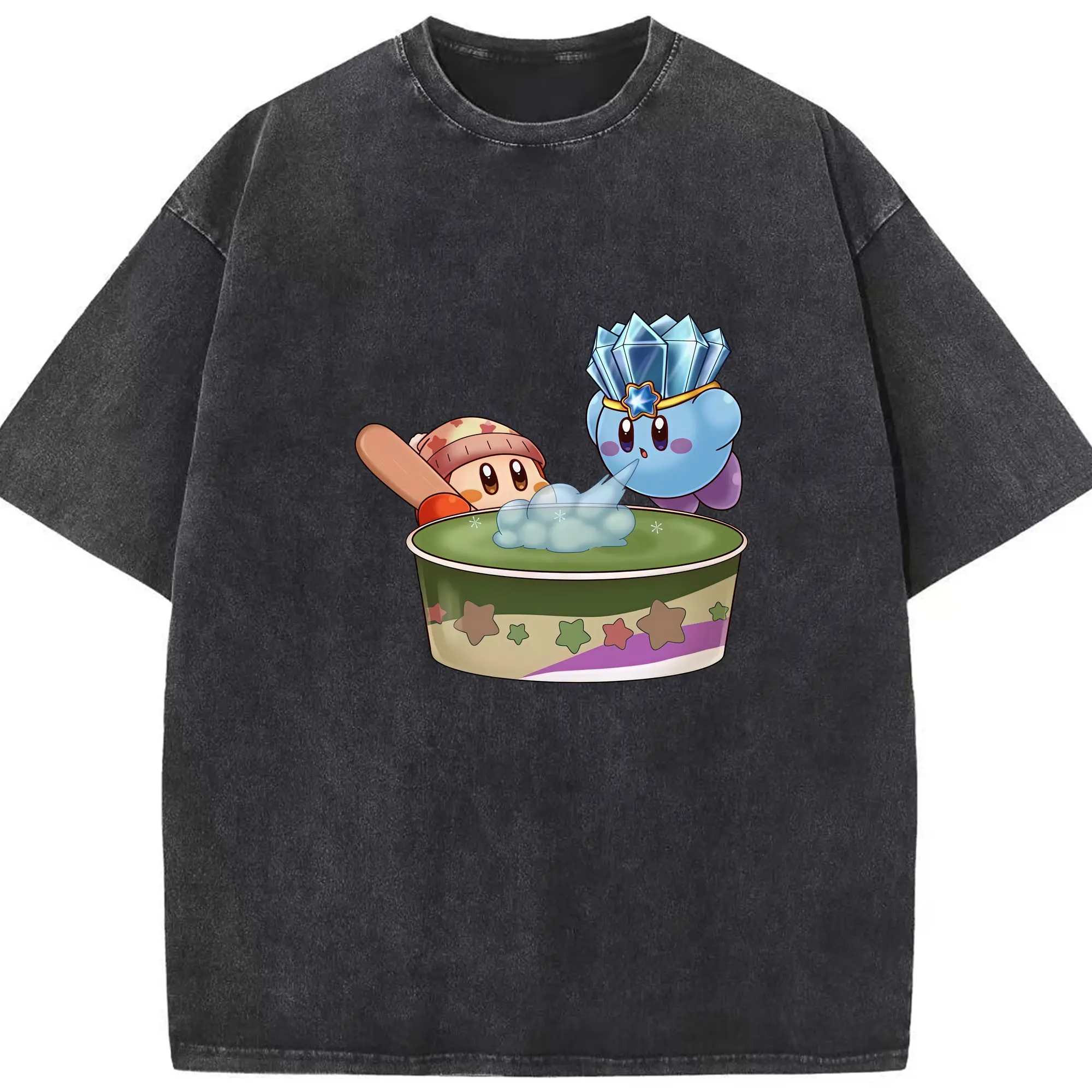 星のカービィ グッズ ワドルディ - 綿100％ ヴィンテージ風 半袖Tシャツ ・ フロントプリント ・ 柔らか肌触り ・ 通気性 快適 ・ スポーツ カジュアル 外出用