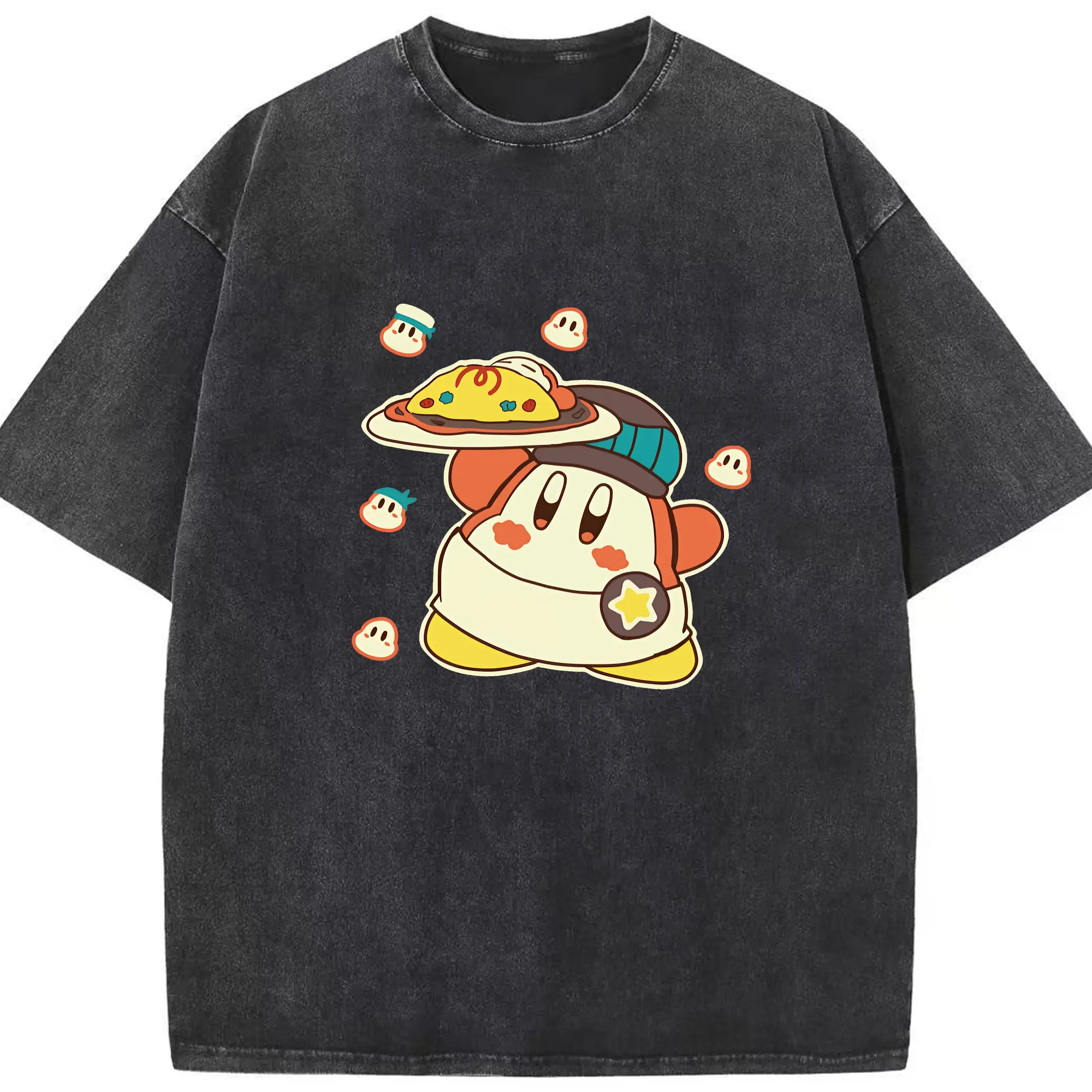星のカービィ グッズ ワドルディ - 綿100％ ヴィンテージ風 半袖Tシャツ ・ フロントプリント ・ 柔らか肌触り ・ 通気性 快適 ・ スポーツ カジュアル 外出用