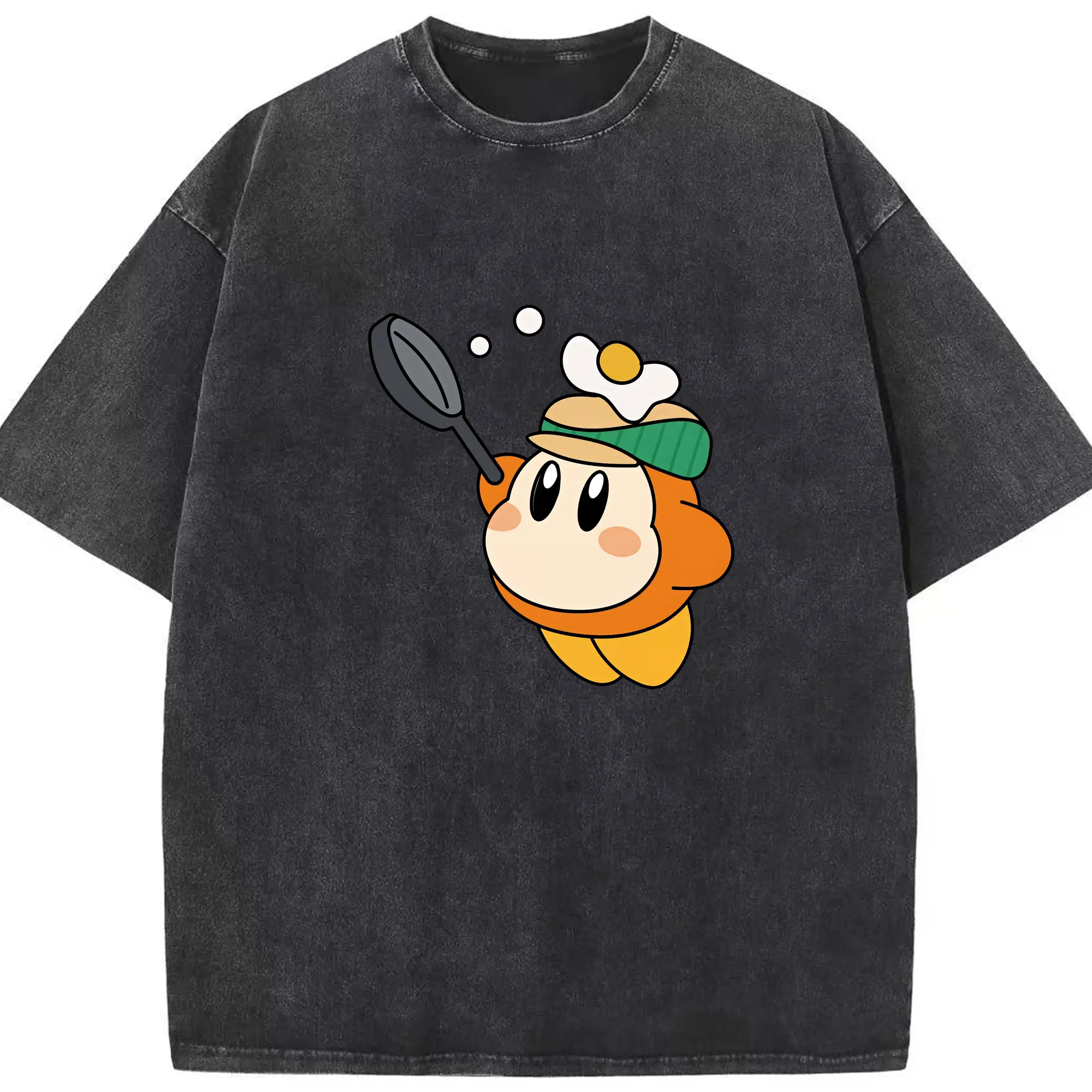 星のカービィ グッズ ワドルディ - 綿100％ ヴィンテージ風 半袖Tシャツ ・ フロントプリント ・ 柔らか肌触り ・ 通気性 快適 ・ スポーツ カジュアル 外出用