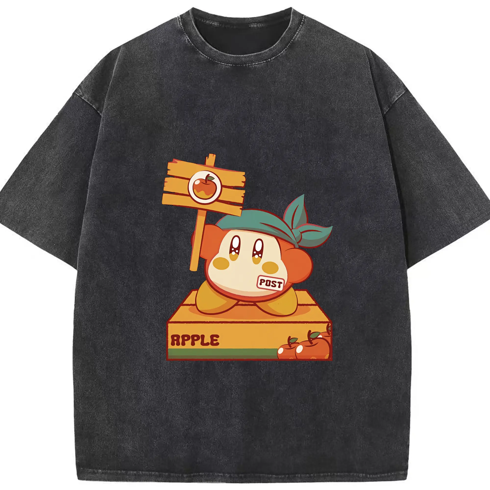 星のカービィ グッズ ワドルディ - 綿100％ ヴィンテージ風 半袖Tシャツ ・ フロントプリント ・ 柔らか肌触り ・ 通気性 快適 ・ スポーツ カジュアル 外出用