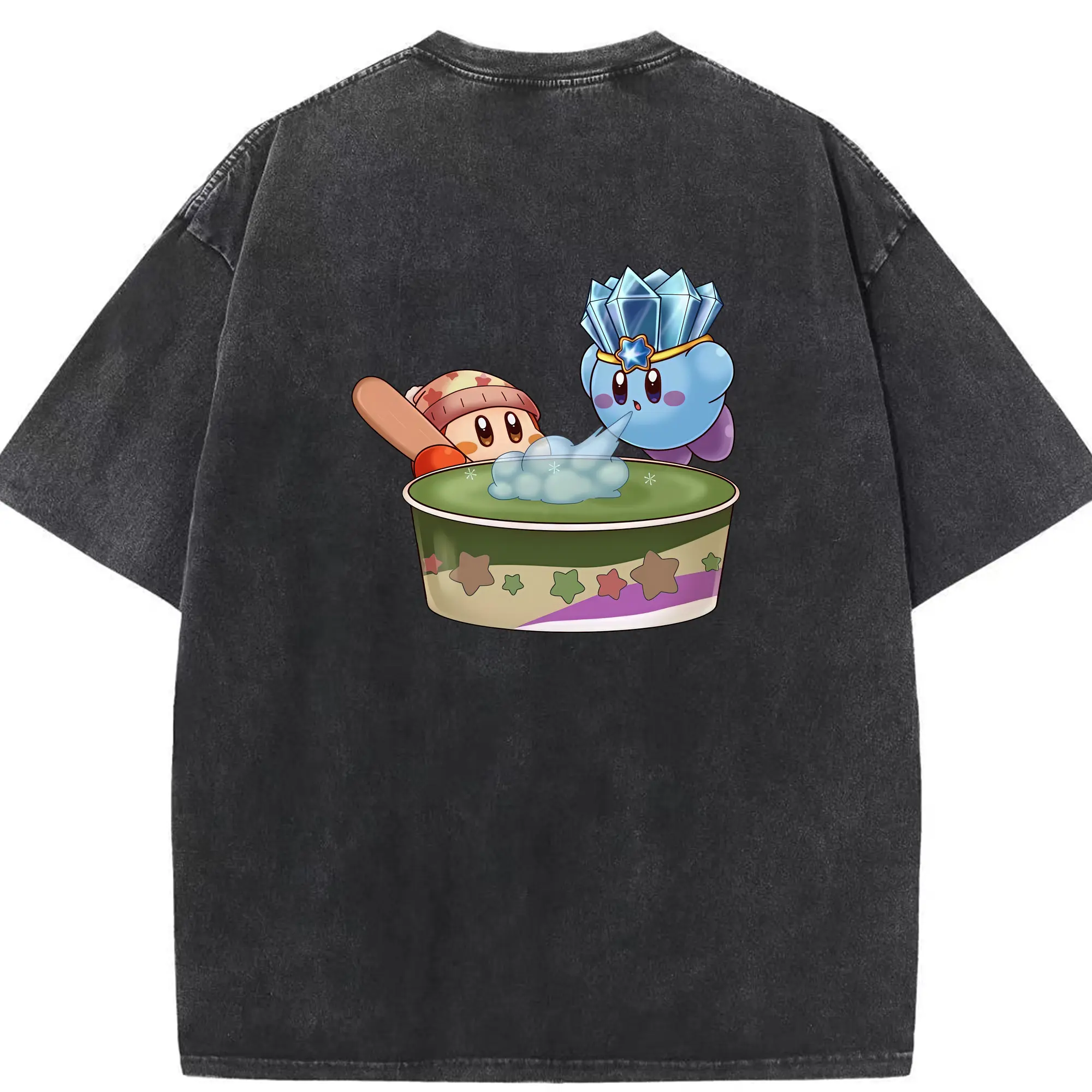 星のカービィ グッズ ワドルディ - 綿100％ ヴィンテージ風 半袖Tシャツ ・ 背面プリント ・ 柔らか肌触り ・ 通気性 快適 ・ スポーツ カジュアル 外出用