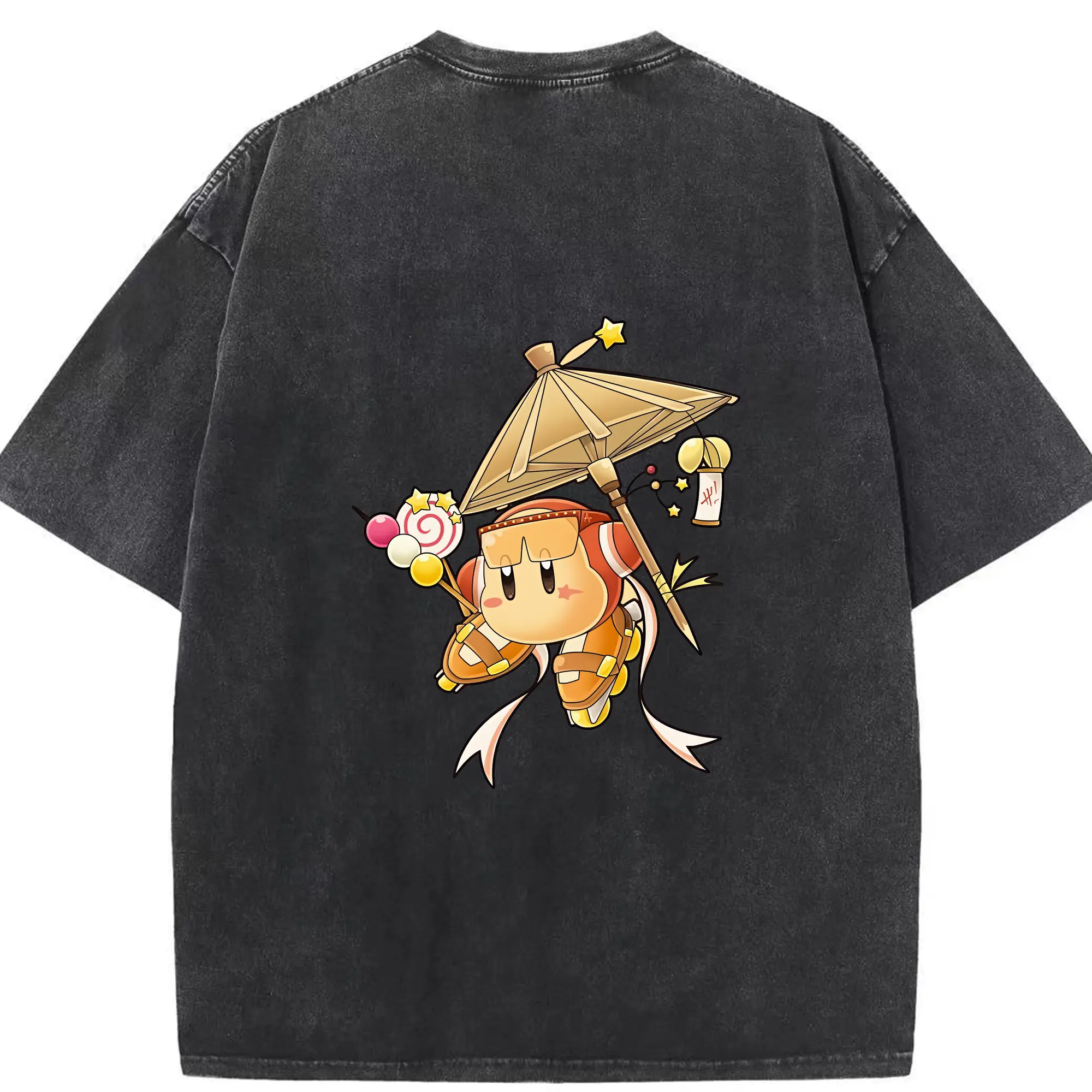星のカービィ グッズ ワドルディ - 綿100％ ヴィンテージ風 半袖Tシャツ ・ 背面プリント ・ 柔らか肌触り ・ 通気性 快適 ・ スポーツ カジュアル 外出用