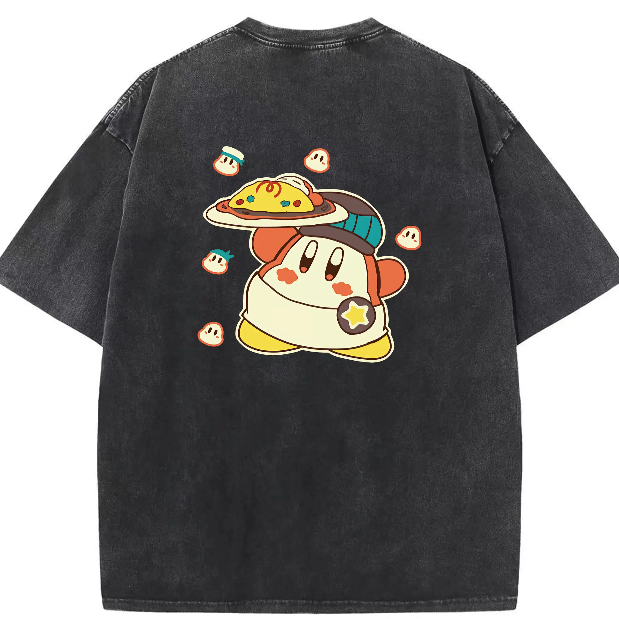 星のカービィ グッズ ワドルディ - 綿100％ ヴィンテージ風 半袖Tシャツ ・ 背面プリント ・ 柔らか肌触り ・ 通気性 快適 ・ スポーツ カジュアル 外出用