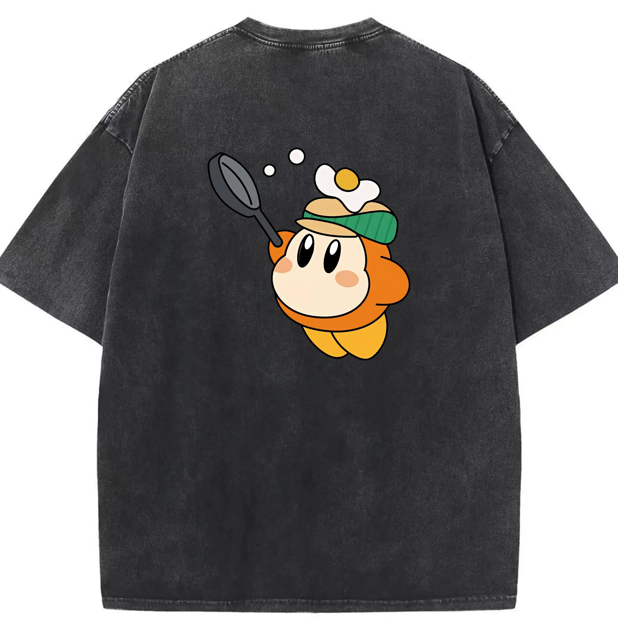 星のカービィ グッズ ワドルディ - 綿100％ ヴィンテージ風 半袖Tシャツ ・ 背面プリント ・ 柔らか肌触り ・ 通気性 快適 ・ スポーツ カジュアル 外出用
