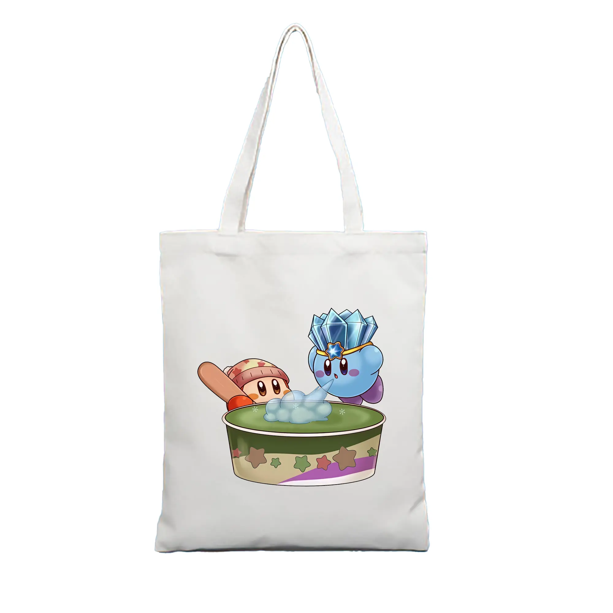 星のカービィ グッズ ワドルディ - 縦型キャンバス手提げバッグ（トートバッグ） ・ キャンバス素材 ・ ショッピング用 ・ 軽量 丈夫 お手入れ簡単