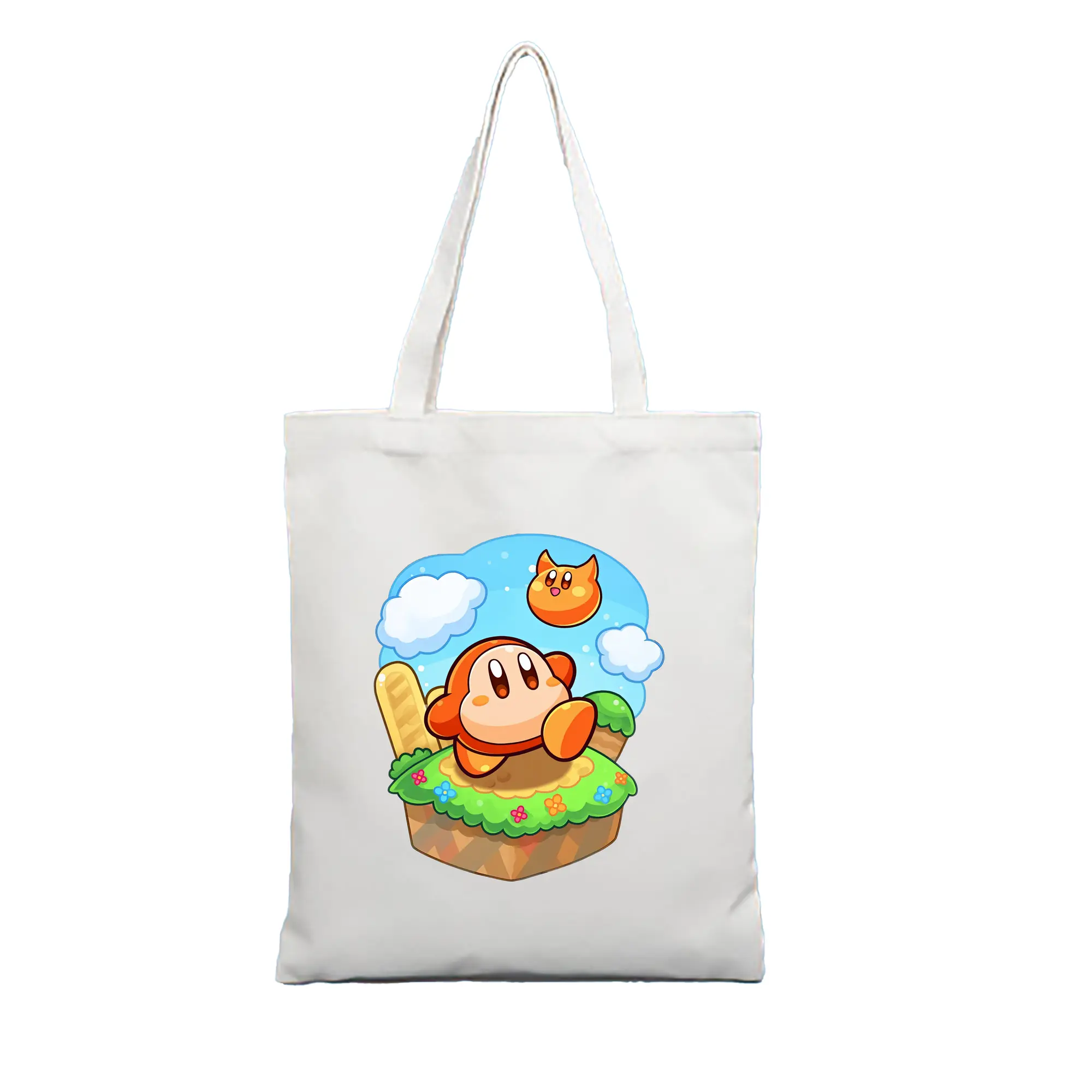 星のカービィ グッズ ワドルディ - 縦型キャンバス手提げバッグ（トートバッグ） ・ キャンバス素材 ・ ショッピング用 ・ 軽量 丈夫 お手入れ簡単