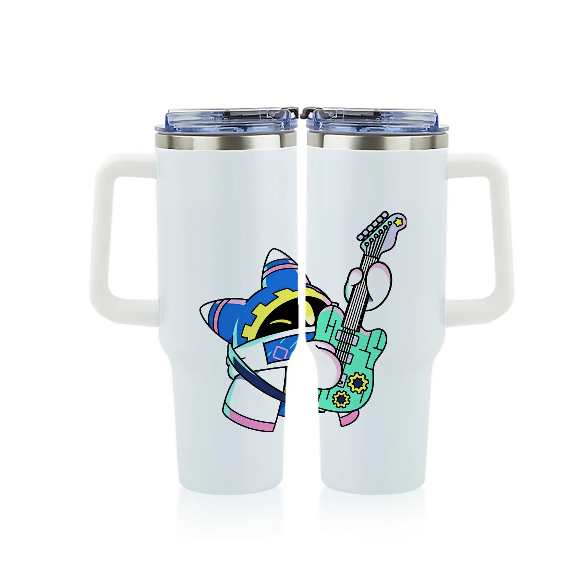 星のカービィ グッズ マホロア - 1200mL フルプリント車用タンブラー ・ 304ステンレス 内側 ・ 201ステンレス 外側 ・ 保温 保冷 ・ 通勤 ドライブ アウトドア用