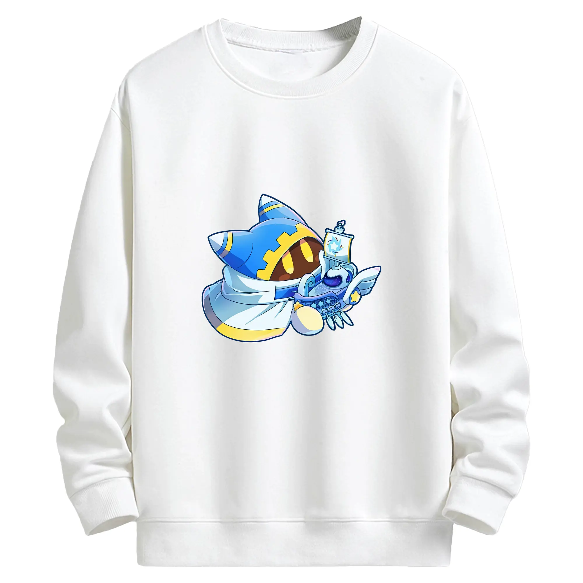 星のカービィ グッズ マホロア - キッズ クルーネックスウェットシャツ ・ フロントプリント ・ 綿80％ ポリエステル20％ ・ 快適 通学 スポーツ 日常使い お散歩用