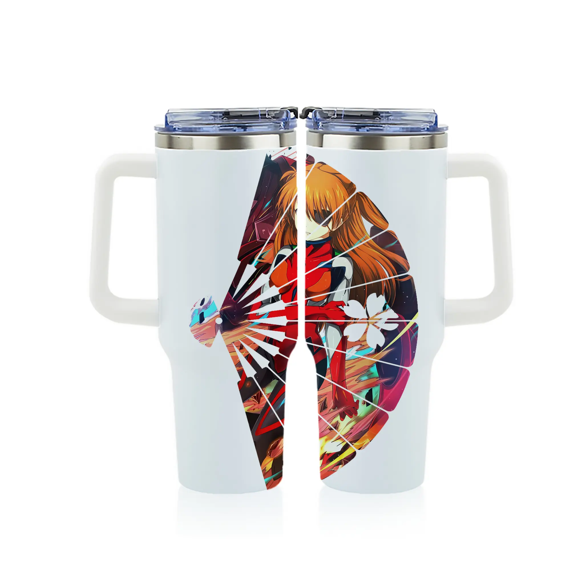 エヴァンゲリオン グッズ,アスカ·ラングレー - 1200mL フルプリント車用タンブラー ・ 304ステンレス 内側 ・ 201ステンレス 外側 ・ 保温 保冷 ・ 通勤 ドライブ アウトドア用