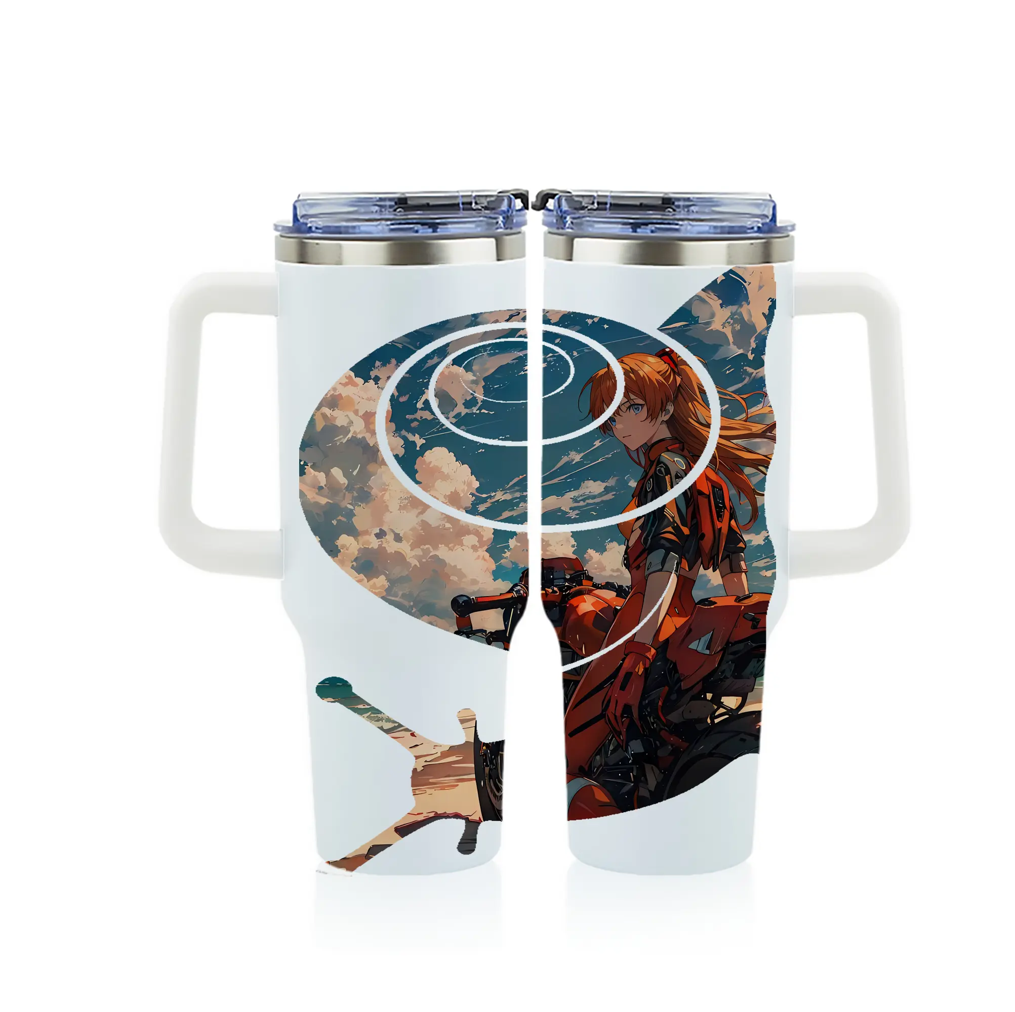 エヴァンゲリオン グッズ,アスカ·ラングレー - 1200mL フルプリント車用タンブラー ・ 304ステンレス 内側 ・ 201ステンレス 外側 ・ 保温 保冷 ・ 通勤 ドライブ アウトドア用