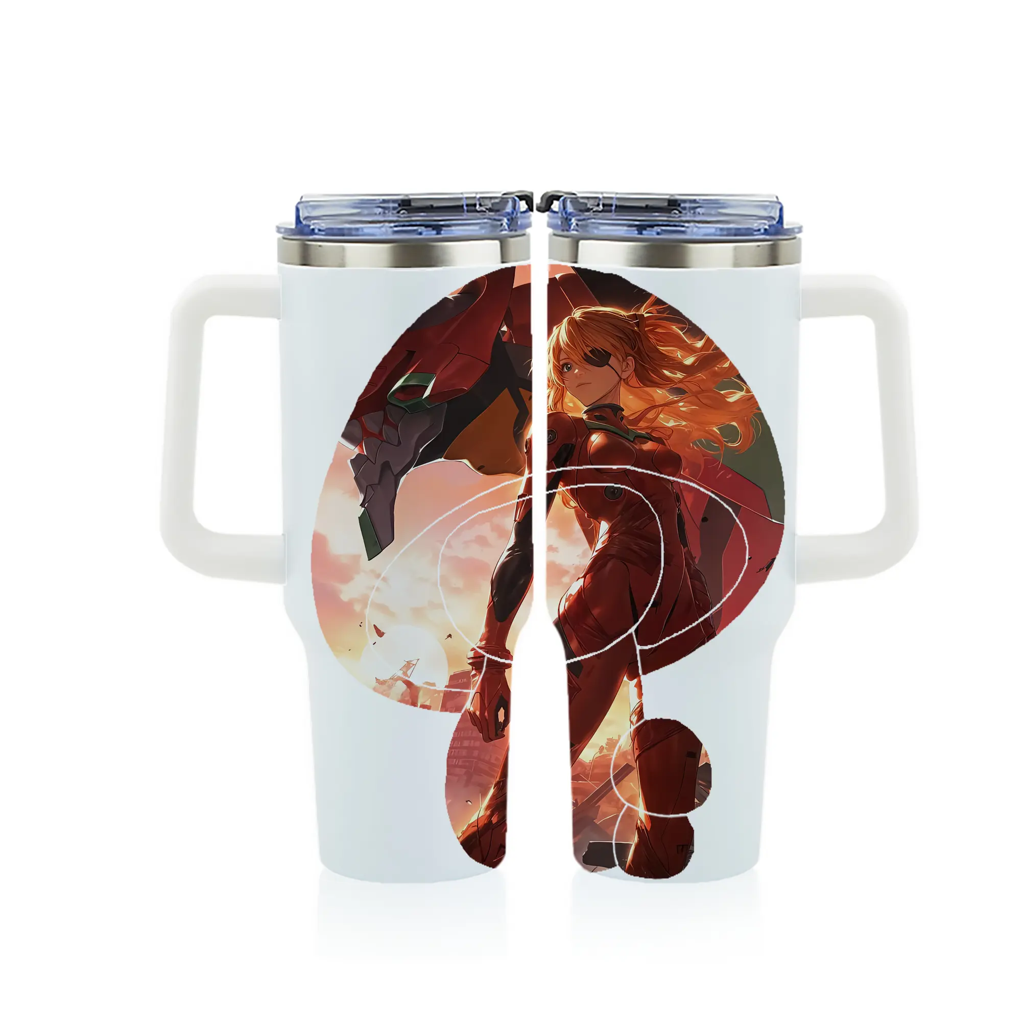 エヴァンゲリオン グッズ,アスカ·ラングレー - 1200mL フルプリント車用タンブラー ・ 304ステンレス 内側 ・ 201ステンレス 外側 ・ 保温 保冷 ・ 通勤 ドライブ アウトドア用
