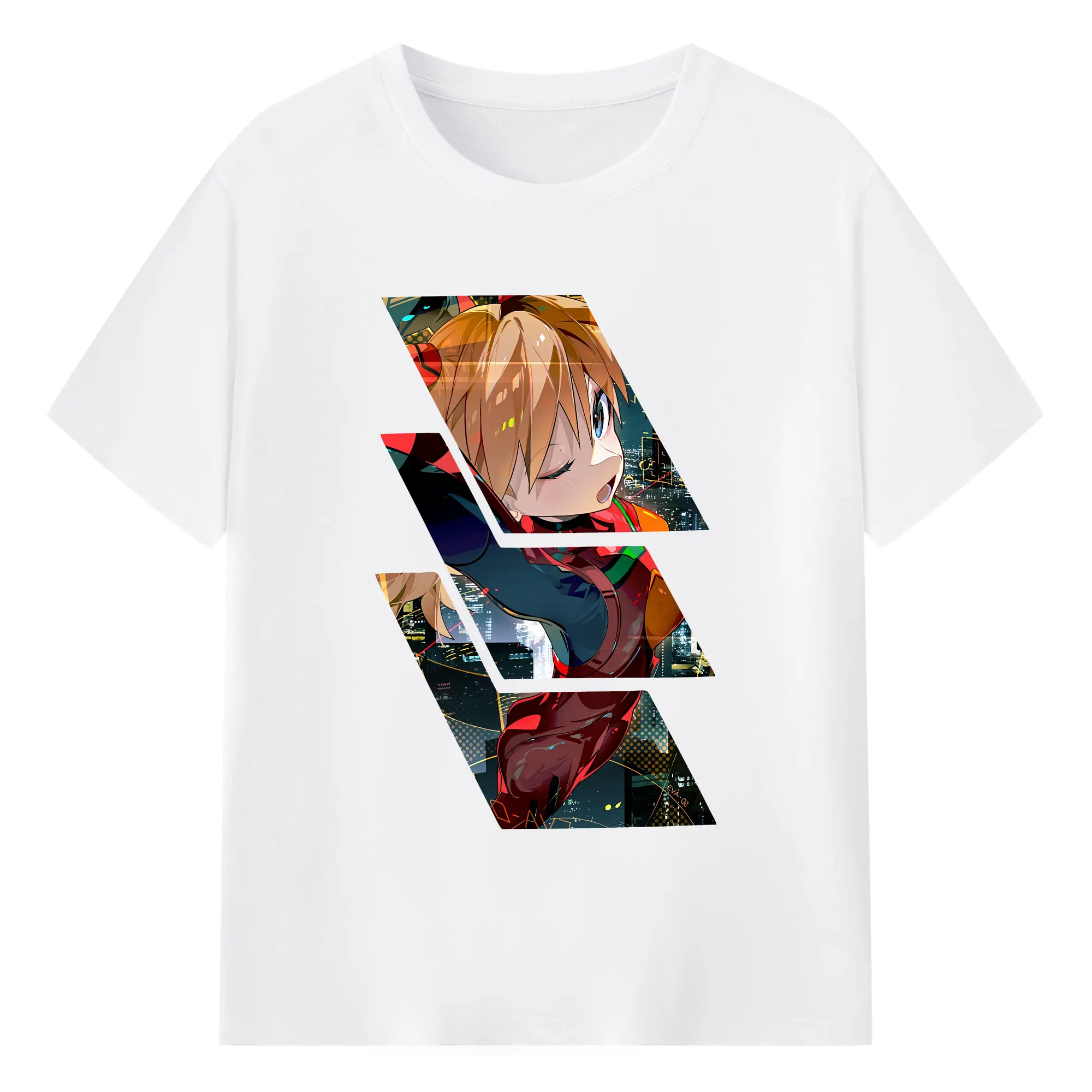 エヴァンゲリオン グッズ,アスカ·ラングレー - 綿100％ 半袖Tシャツ ・ フロントプリント ・ 快適 通気性 ・ 日常使い 散歩 スポーツ用