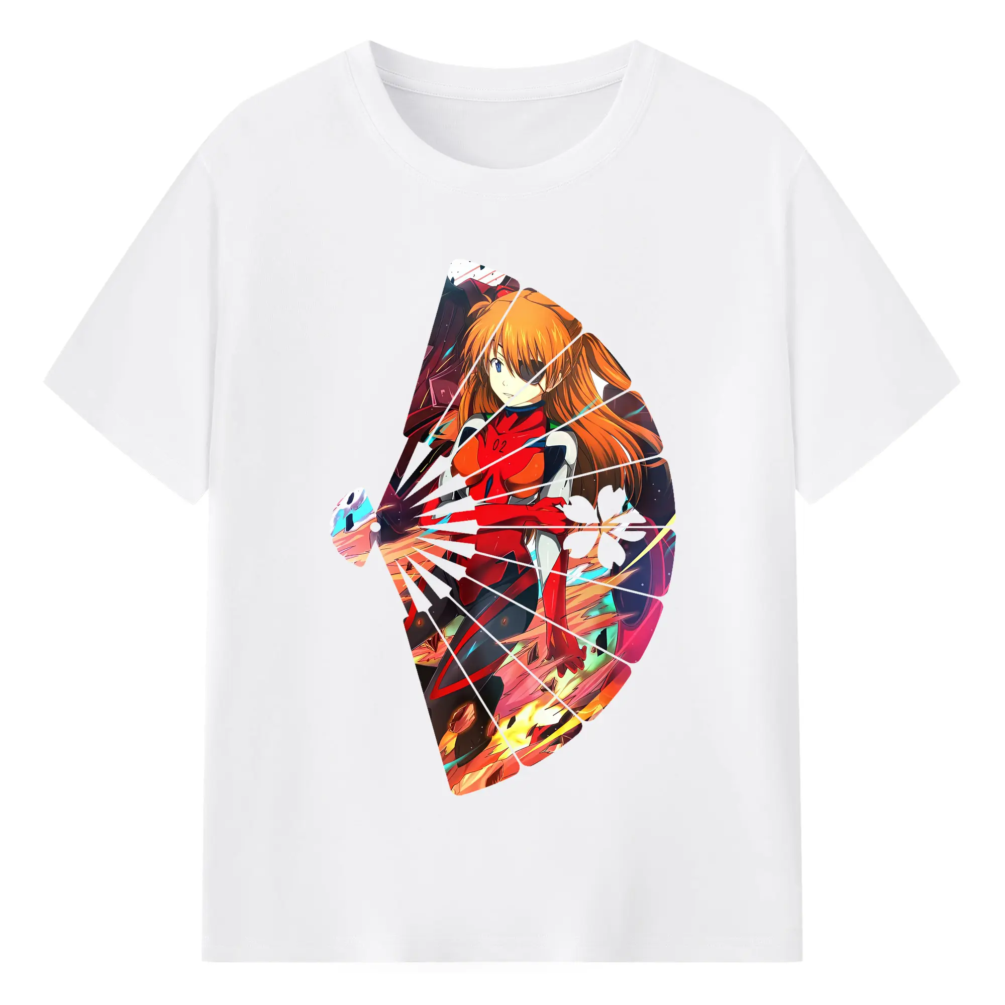 エヴァンゲリオン グッズ,アスカ·ラングレー - 綿100％ 半袖Tシャツ ・ フロントプリント ・ 快適 通気性 ・ 日常使い 散歩 スポーツ用