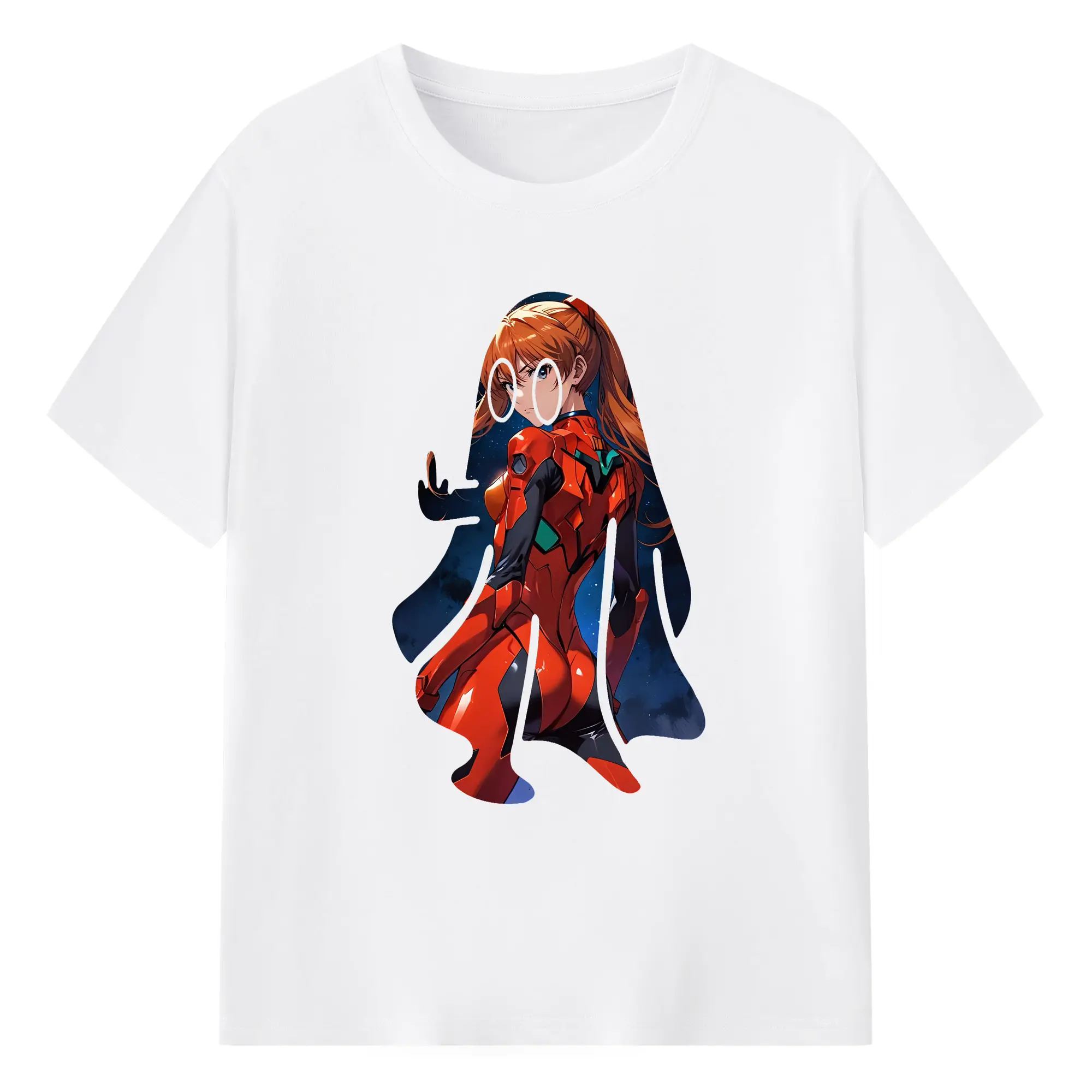 エヴァンゲリオン グッズ,アスカ·ラングレー - 綿100％ 半袖Tシャツ ・ フロントプリント ・ 快適 通気性 ・ 日常使い 散歩 スポーツ用