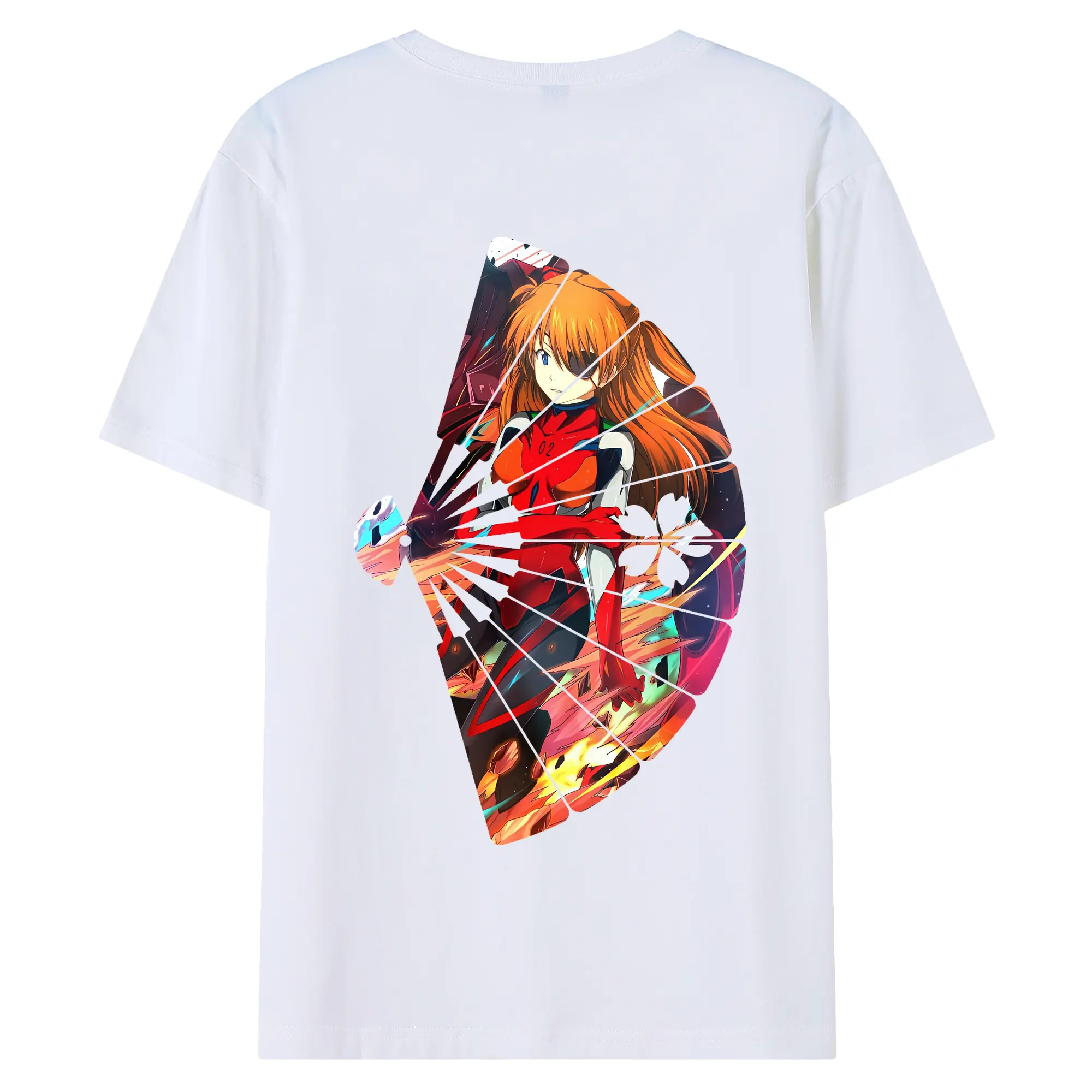 エヴァンゲリオン グッズ,アスカ·ラングレー - 綿100％ 半袖Tシャツ ・ バックプリント ・ 快適 通気性 ・ 日常使い 散歩 スポーツ用