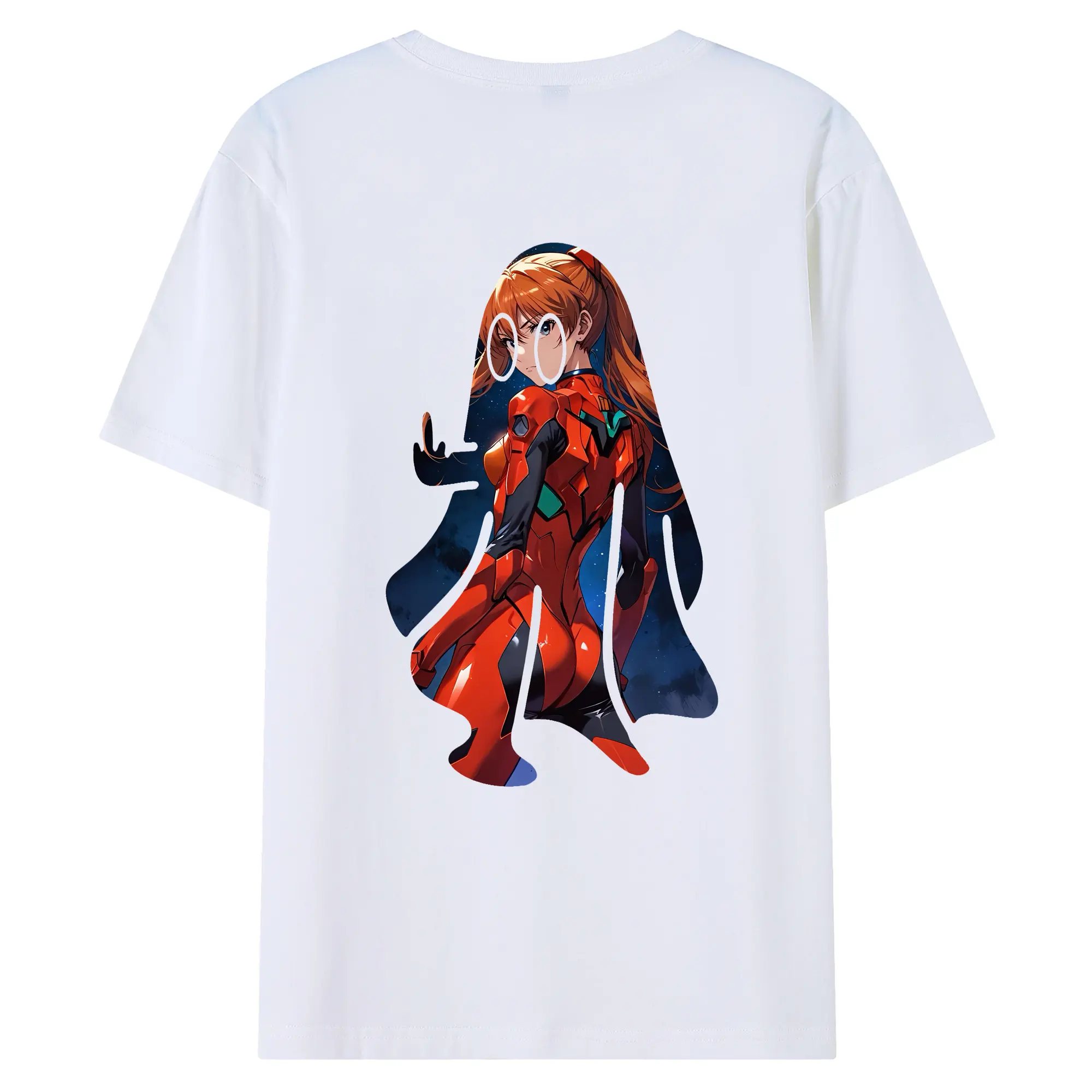 エヴァンゲリオン グッズ,アスカ·ラングレー - 綿100％ 半袖Tシャツ ・ バックプリント ・ 快適 通気性 ・ 日常使い 散歩 スポーツ用