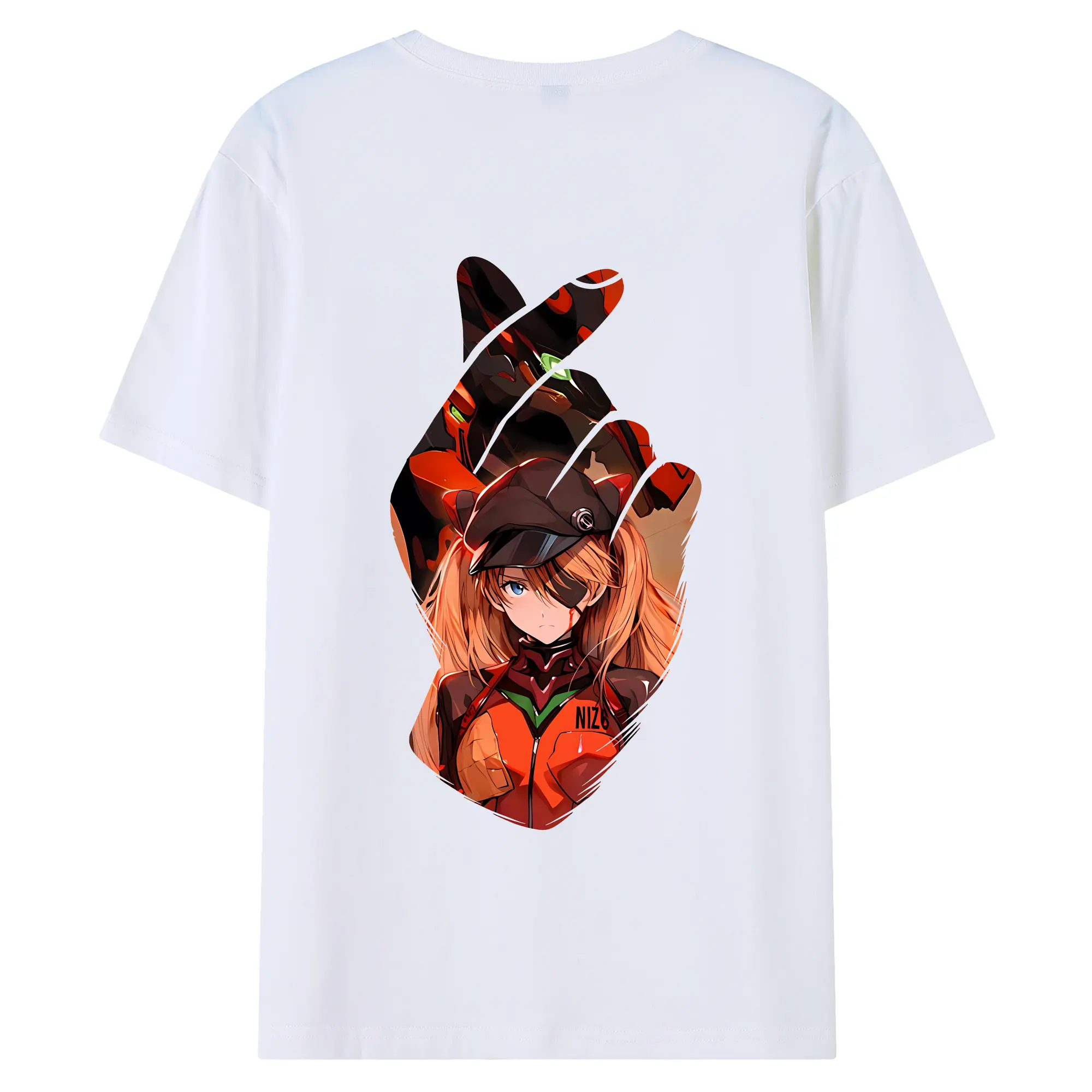 エヴァンゲリオン グッズ,アスカ·ラングレー - 綿100％ 半袖Tシャツ ・ バックプリント ・ 快適 通気性 ・ 日常使い 散歩 スポーツ用