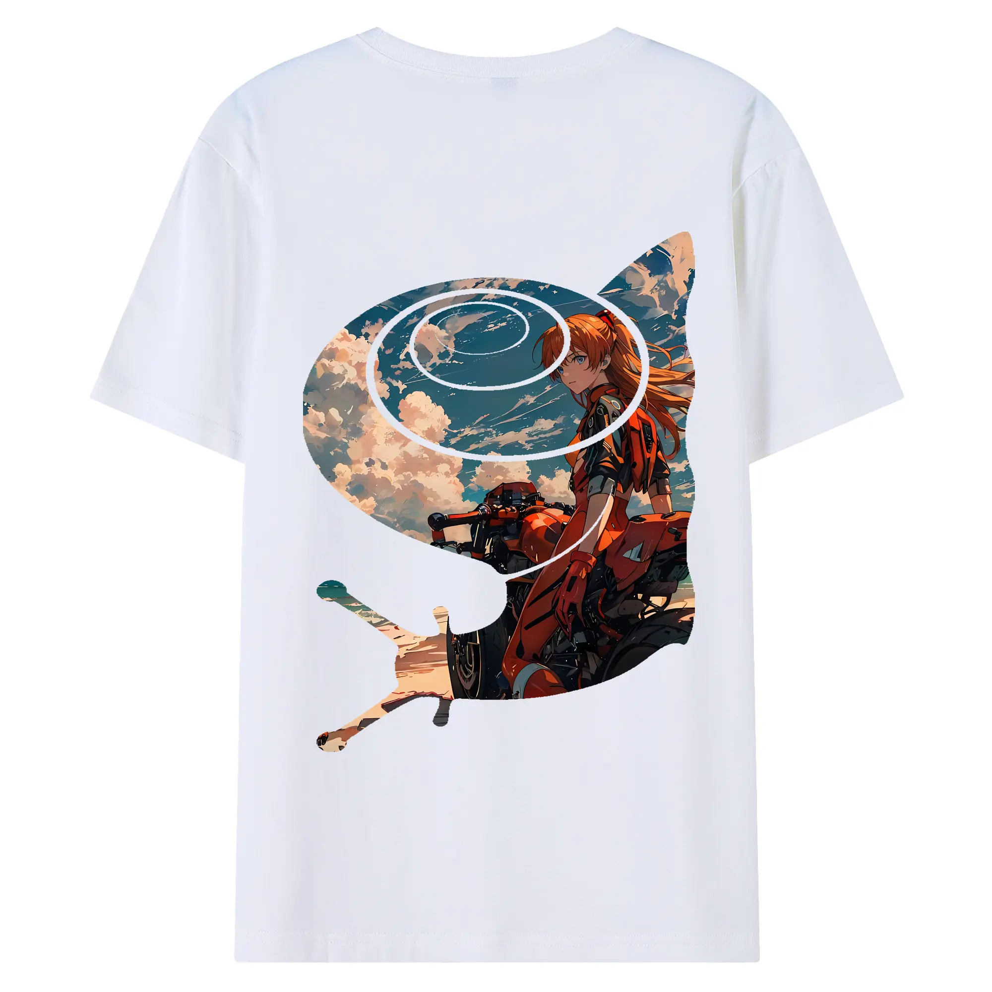 エヴァンゲリオン グッズ,アスカ·ラングレー - 綿100％ 半袖Tシャツ ・ バックプリント ・ 快適 通気性 ・ 日常使い 散歩 スポーツ用